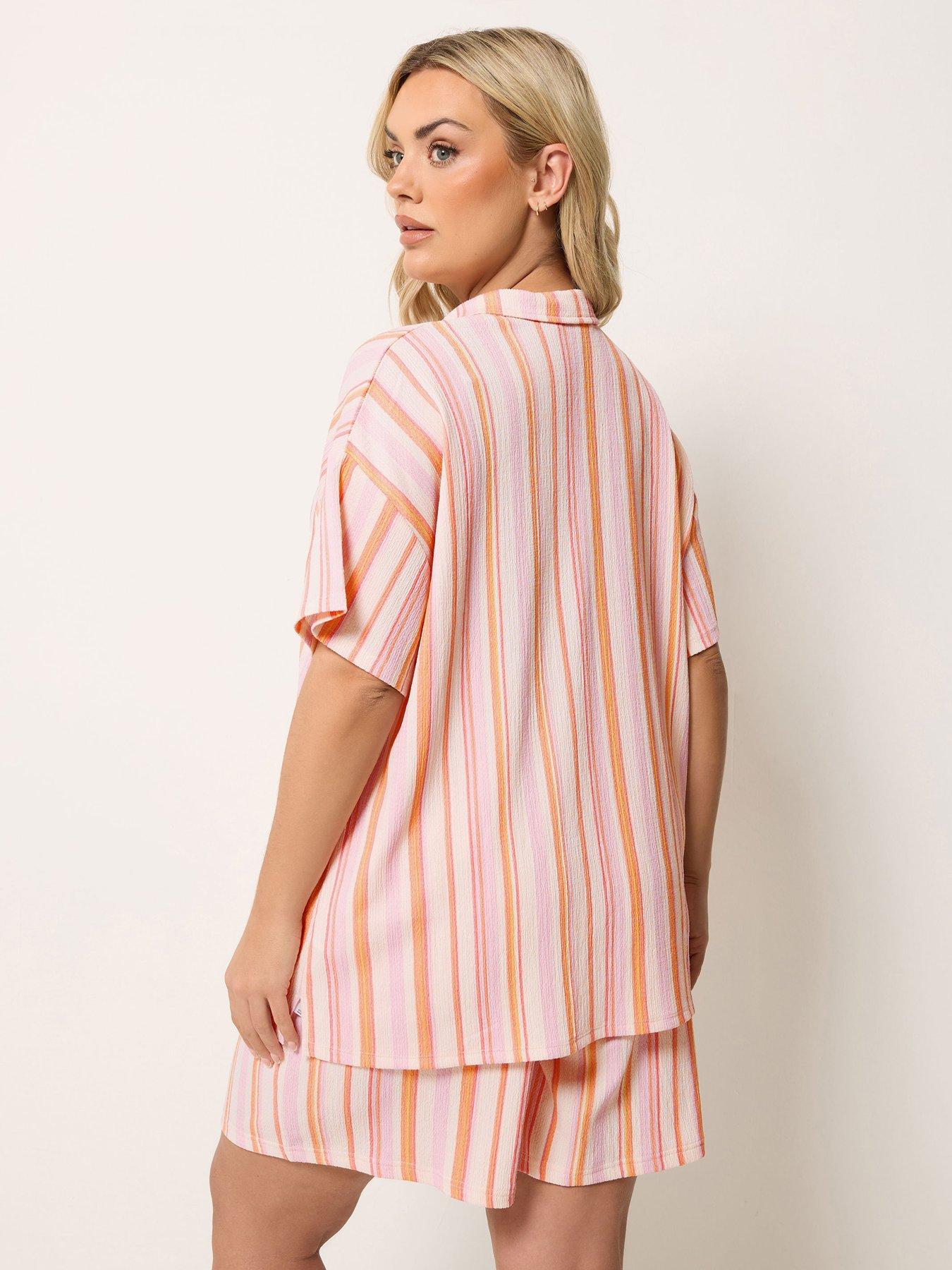 yours-curve-textured-t-shirt-co-ord-orangestillFront