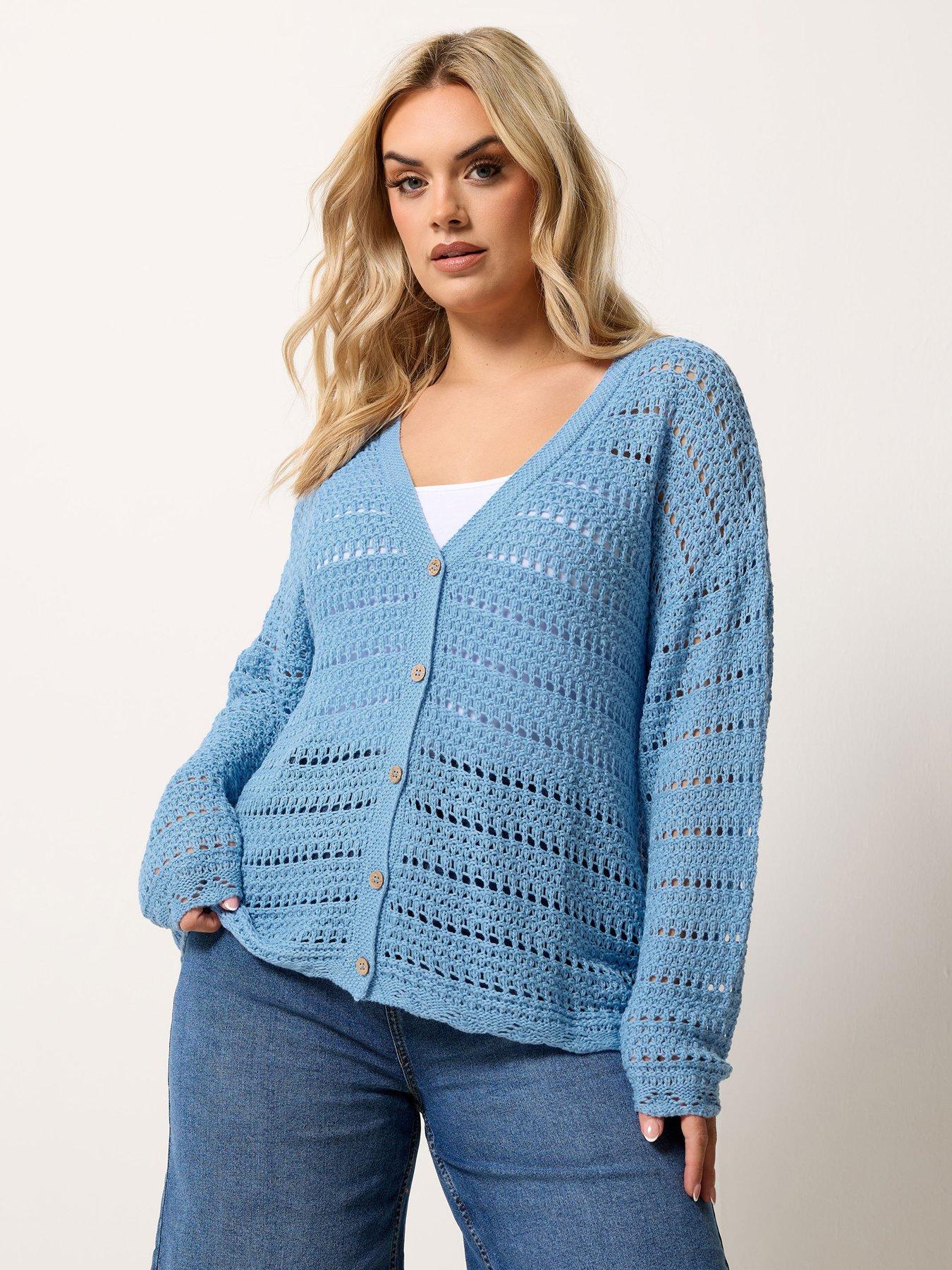 Image 1 of 5 of Yours Curve Pointelle Stitch Button Cardigan