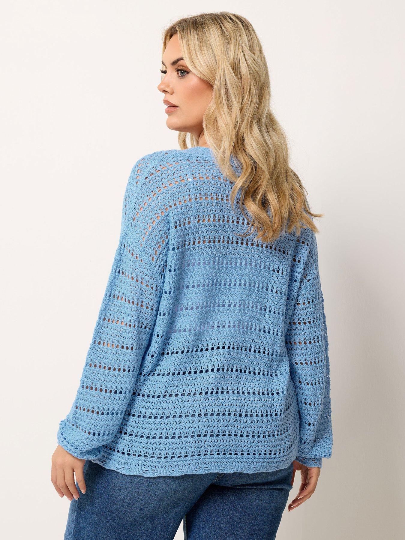 Image 2 of 5 of Yours Curve Pointelle Stitch Button Cardigan