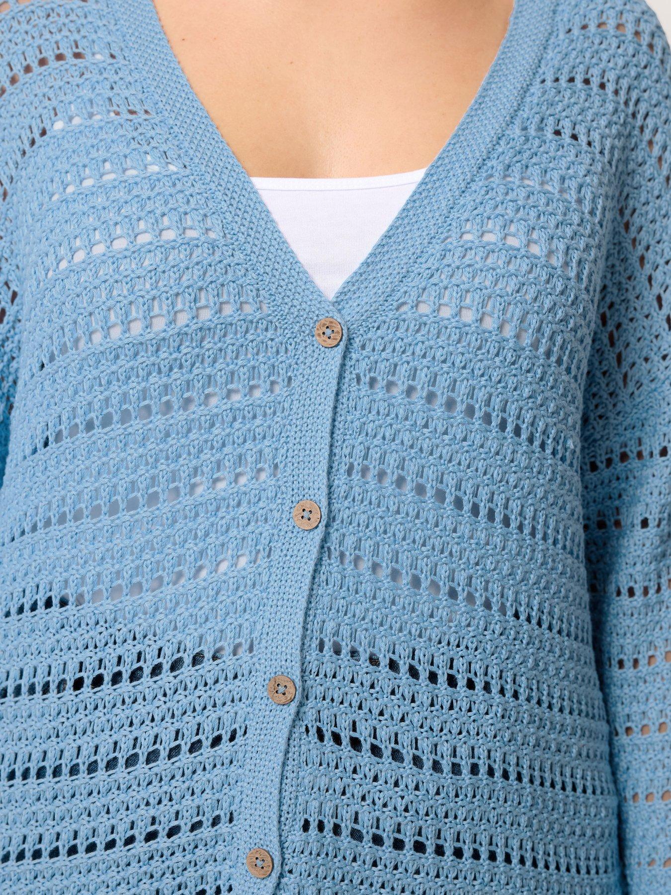 Image 4 of 5 of Yours Curve Pointelle Stitch Button Cardigan