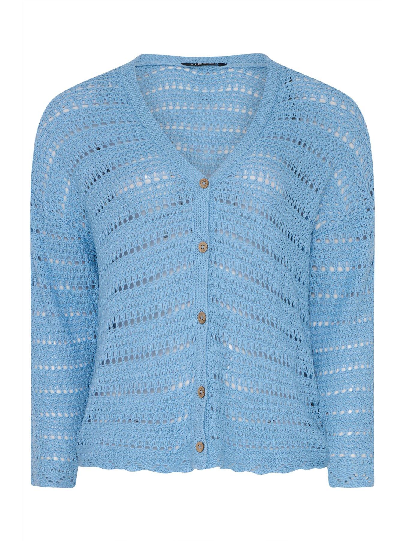 Image 5 of 5 of Yours Curve Pointelle Stitch Button Cardigan