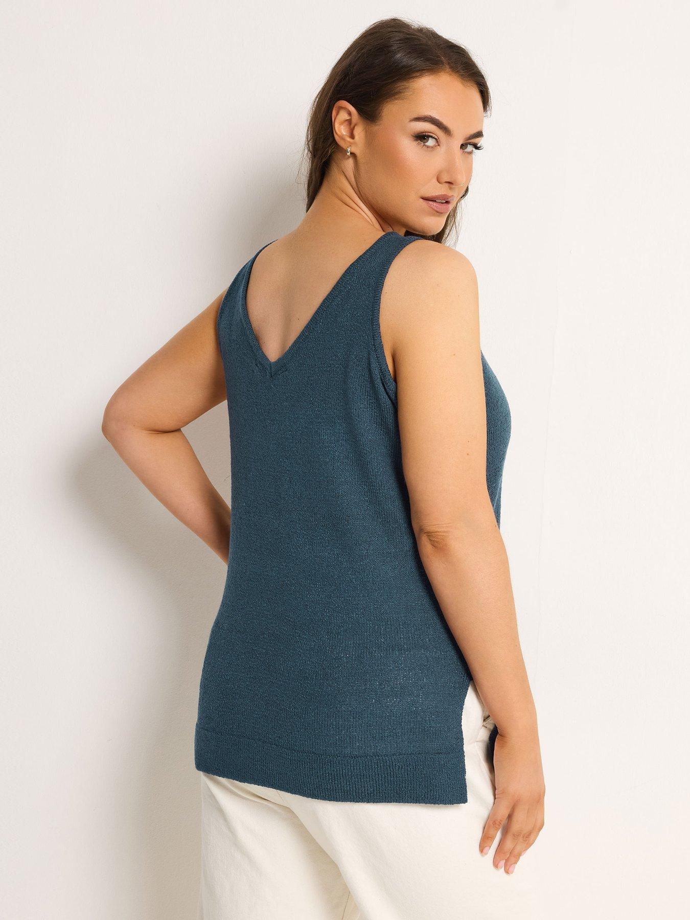 Image 2 of 5 of Yours Curve Smiling Yarn Vest - Blue