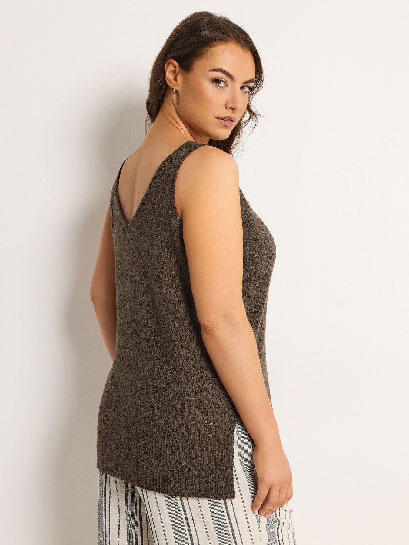 Image 2 of 5 of Yours Curve Smiling Yarn Vest - Brown