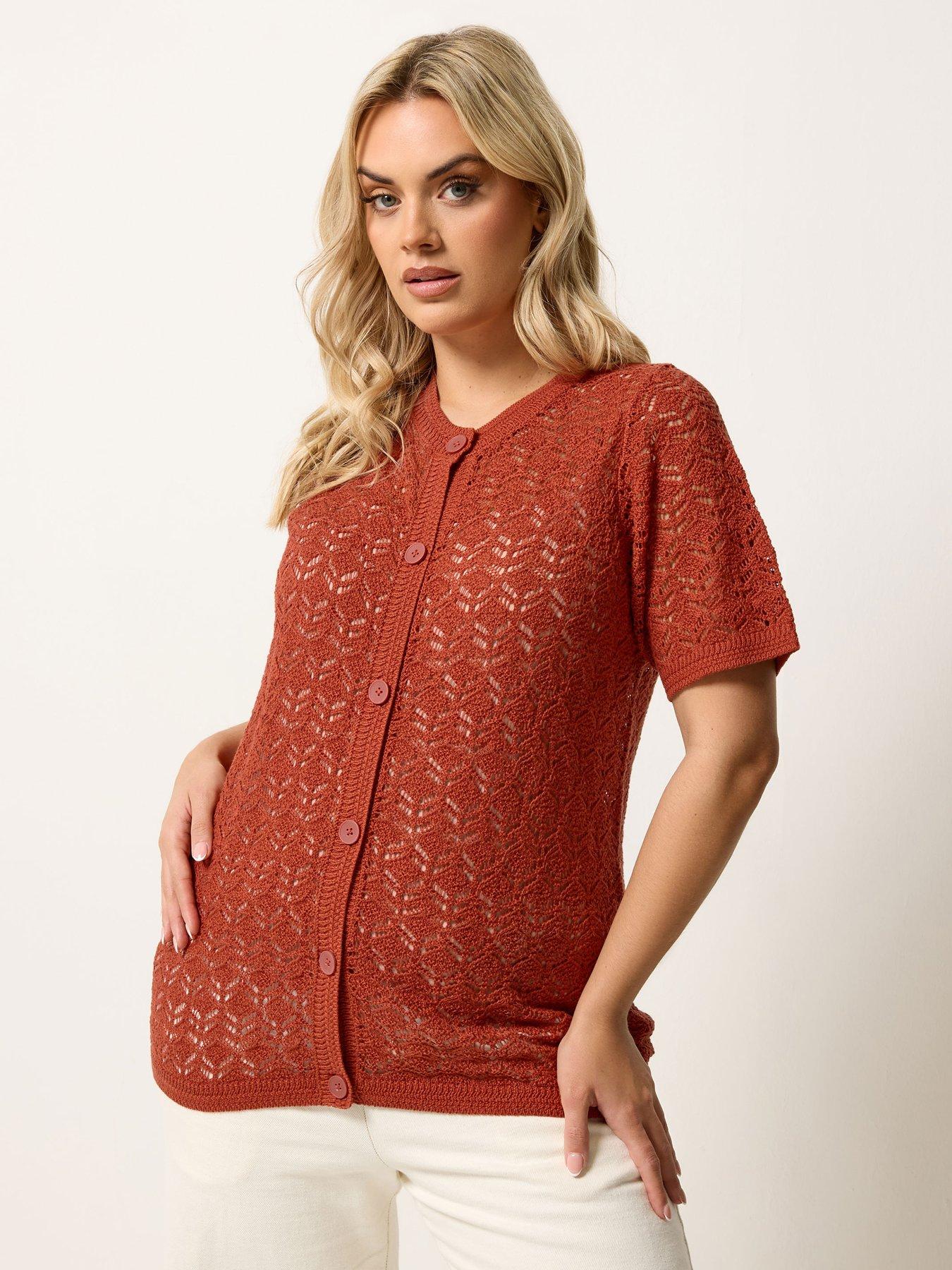 Yours Curve Button Through Short Sleeve Top