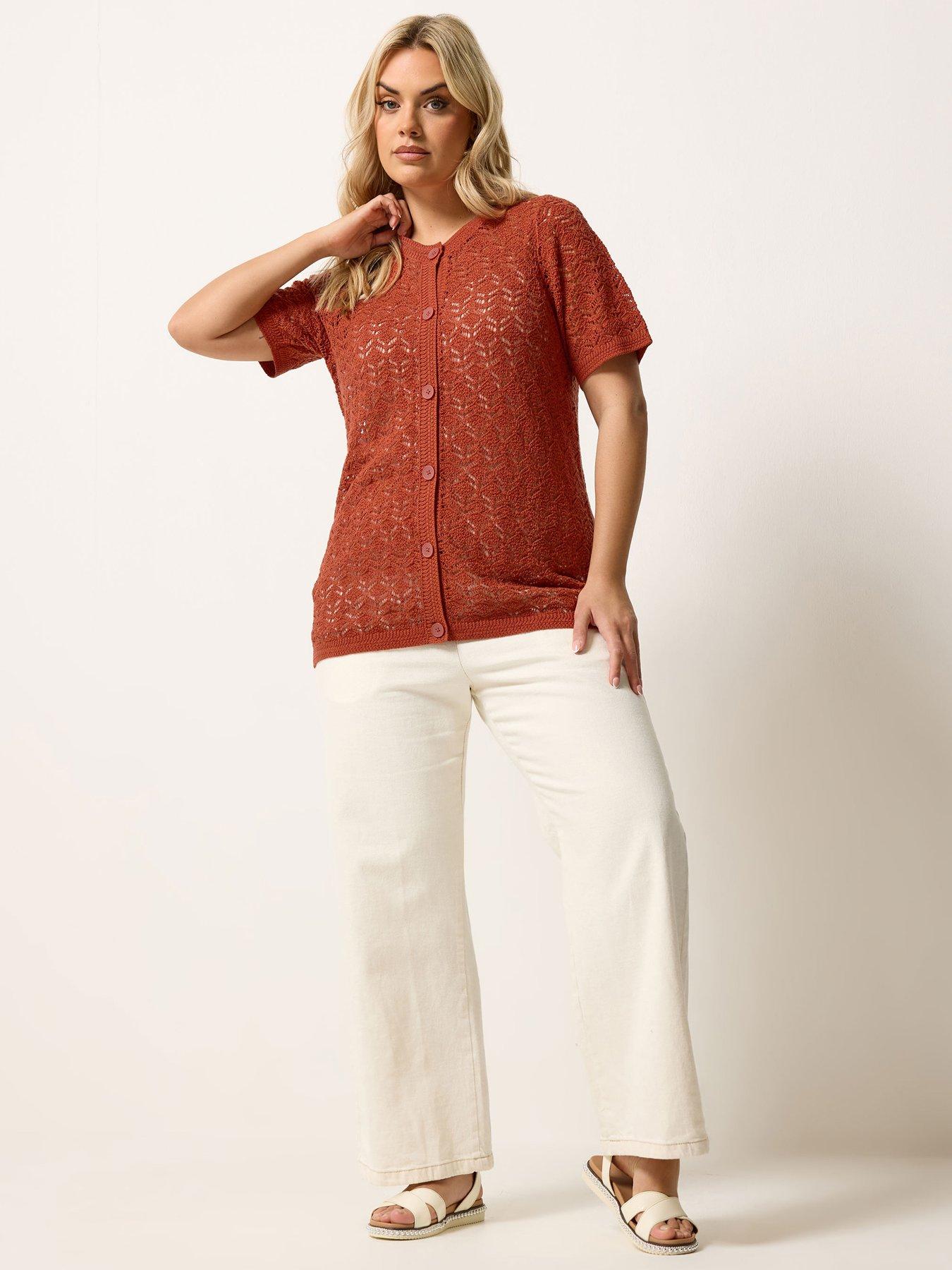 Image 3 of 5 of Yours Curve Button Through Short Sleeve Top