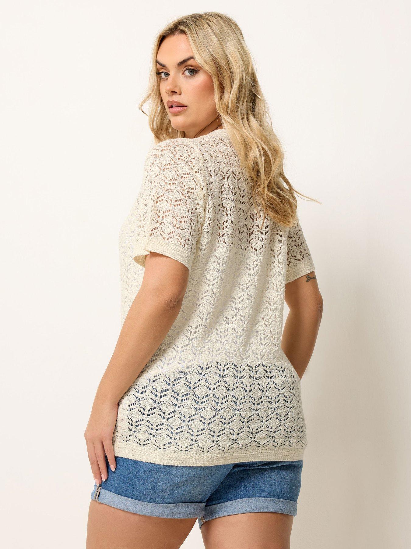 Image 3 of 5 of Yours Curve Button Through Short Sleeve Top