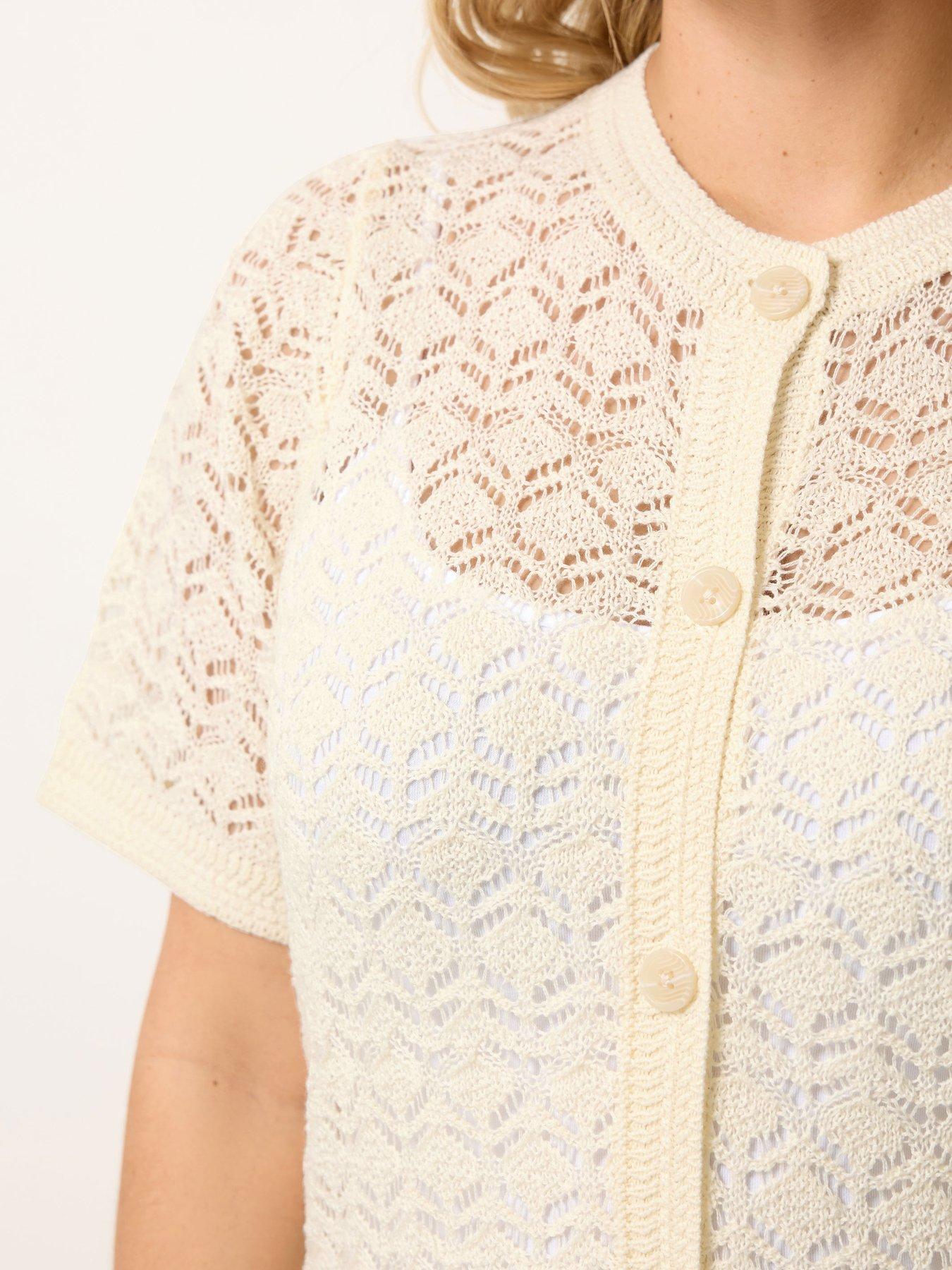 Image 4 of 5 of Yours Curve Button Through Short Sleeve Top