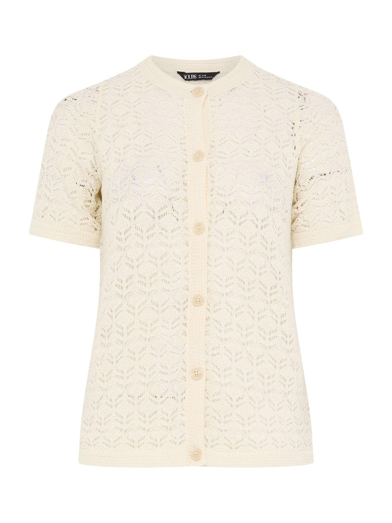Image 5 of 5 of Yours Curve Button Through Short Sleeve Top