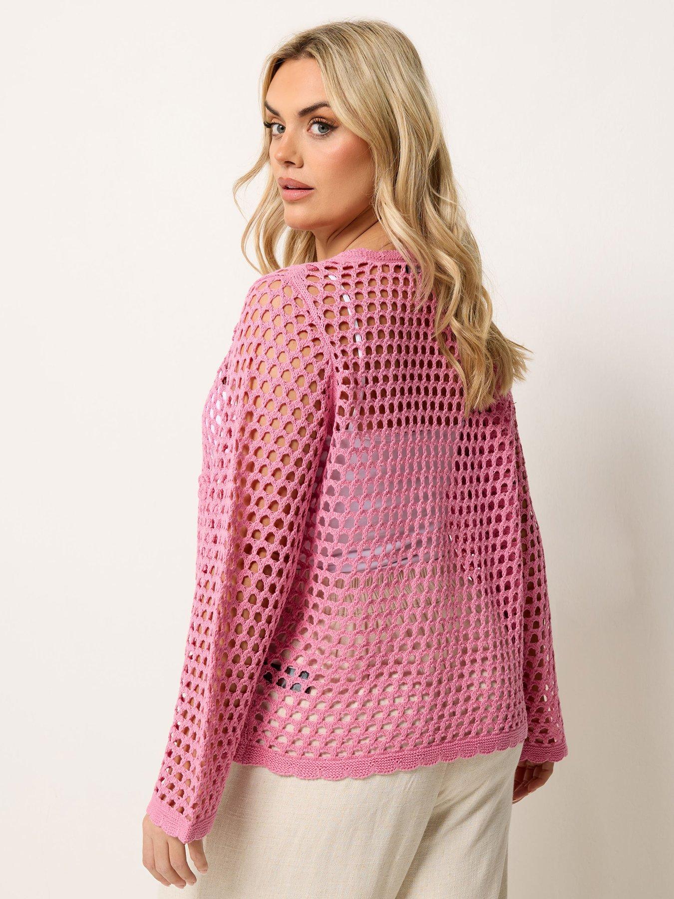yours-curve-flower-applique-shrug-pinkstillFront