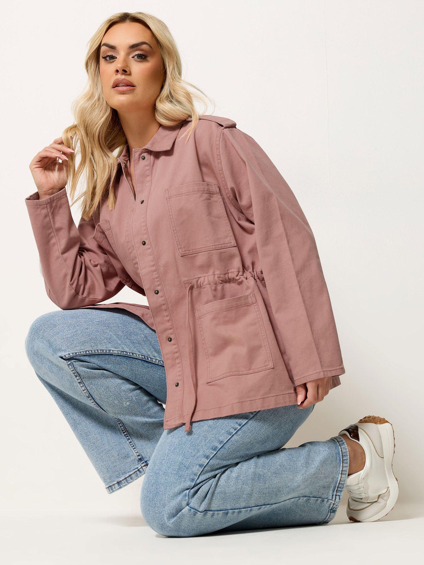 Image 1 of 5 of Yours Curve Twill Carpenter Jacket - Pink