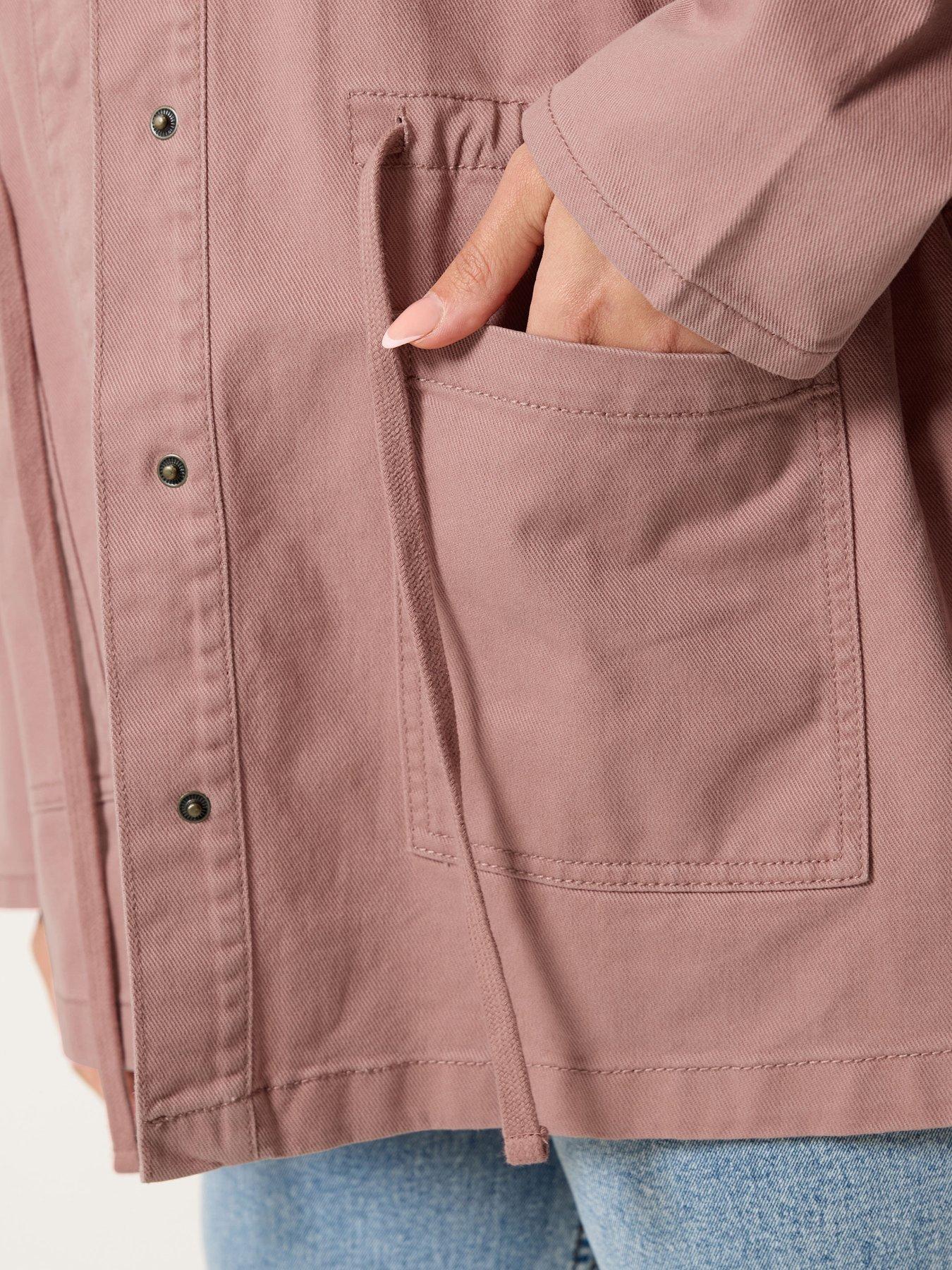 Image 4 of 5 of Yours Curve Twill Carpenter Jacket - Pink