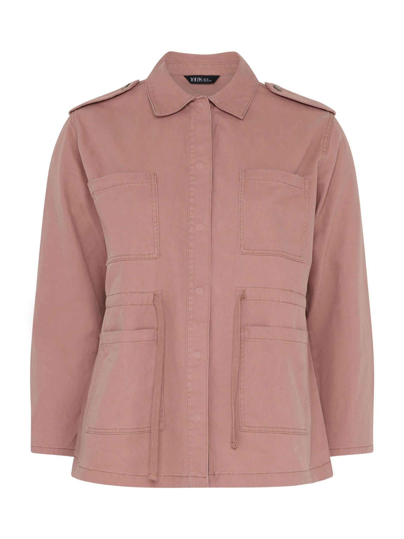 Image 5 of 5 of Yours Curve Twill Carpenter Jacket - Pink