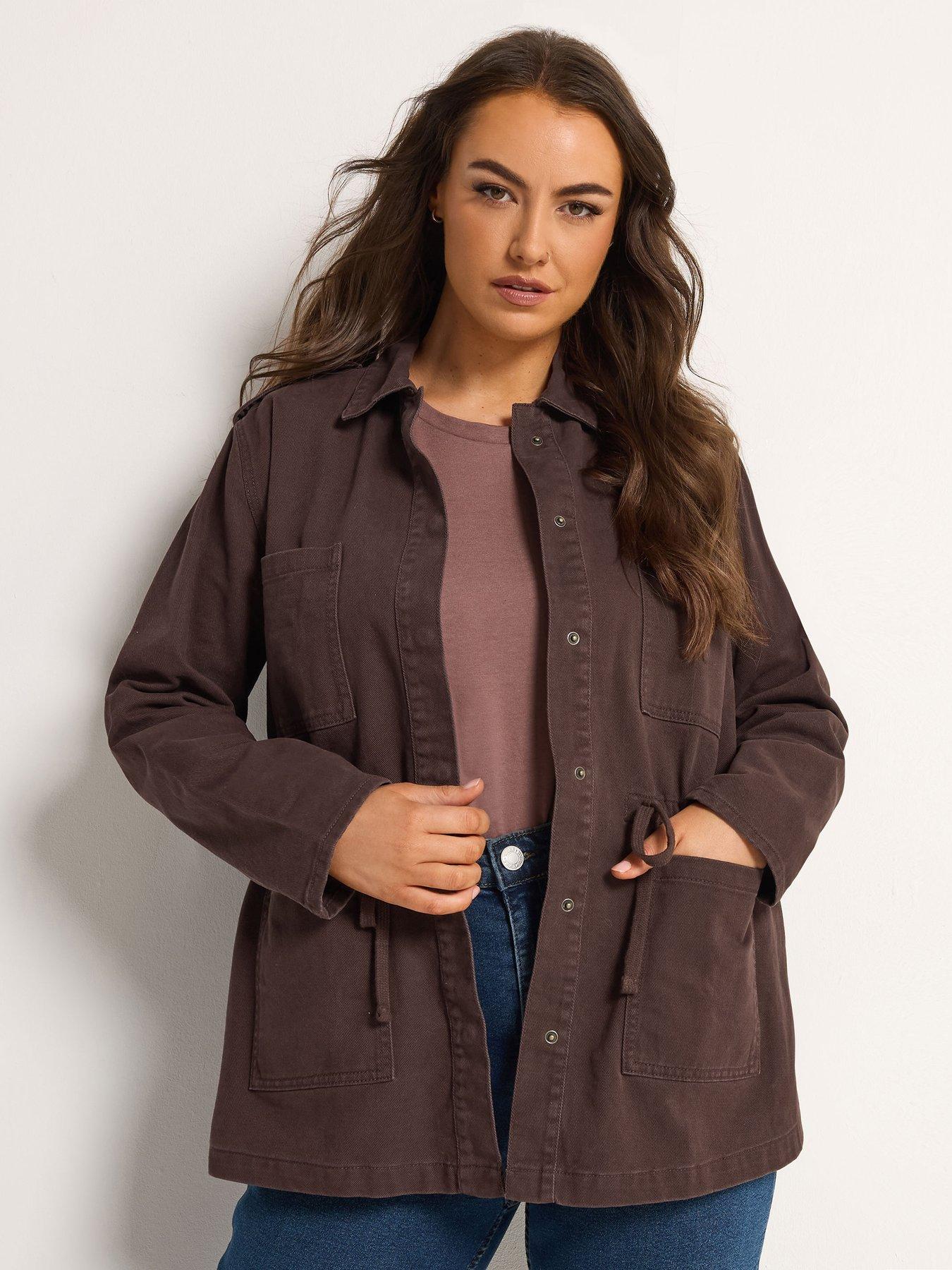 Image 1 of 5 of Yours Curve Twill Carpenter Jacket - Brown