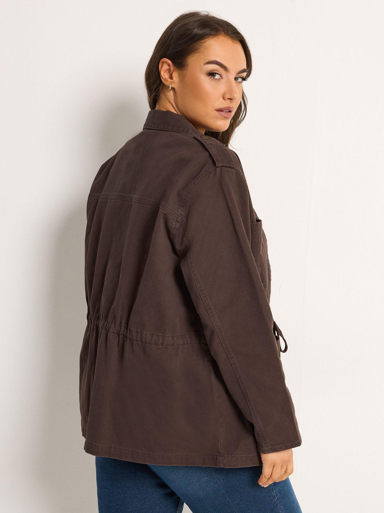Image 2 of 5 of Yours Curve Twill Carpenter Jacket - Brown