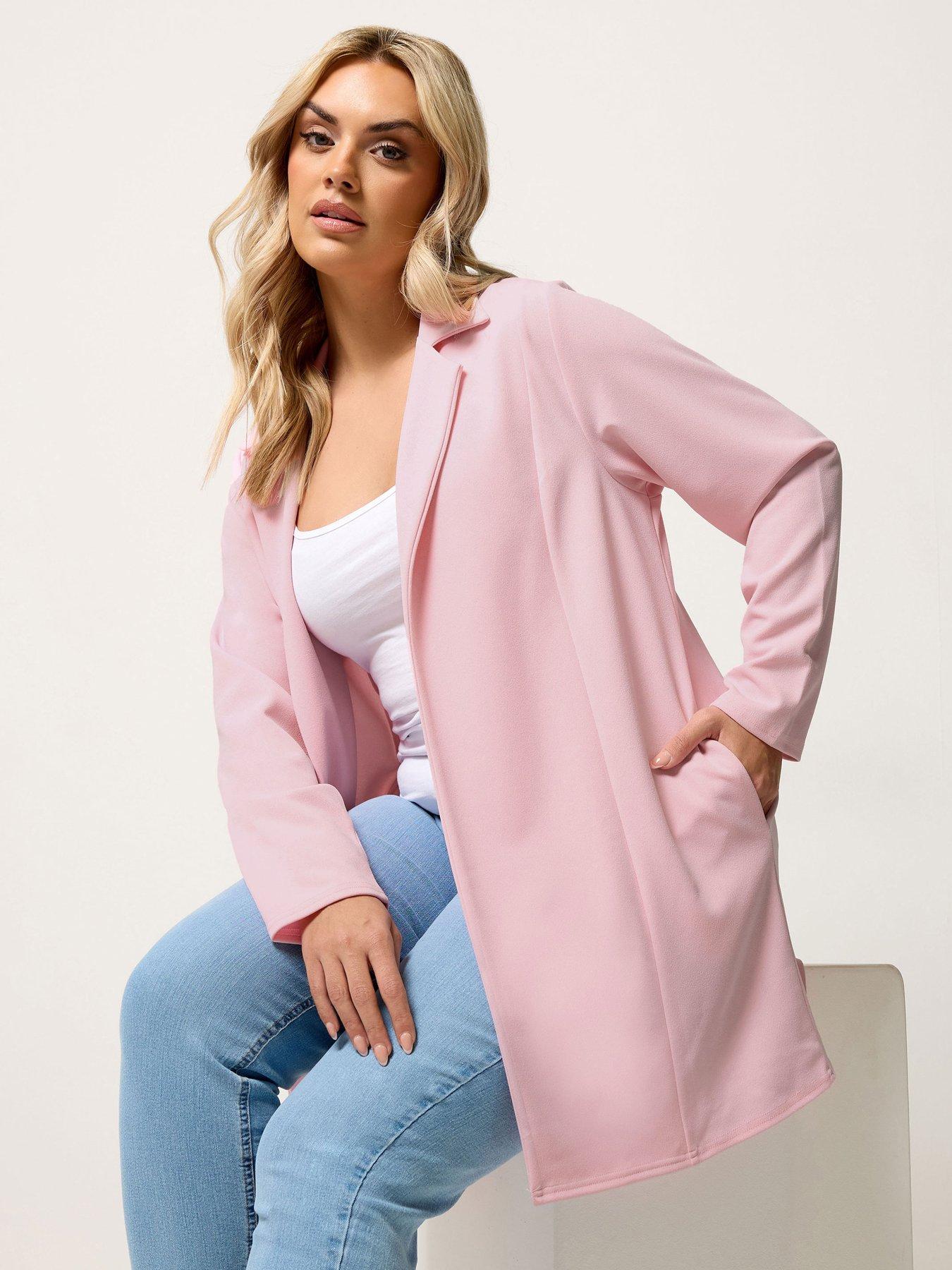 Image 1 of 5 of Yours Curve Scuba Blazer - Pink