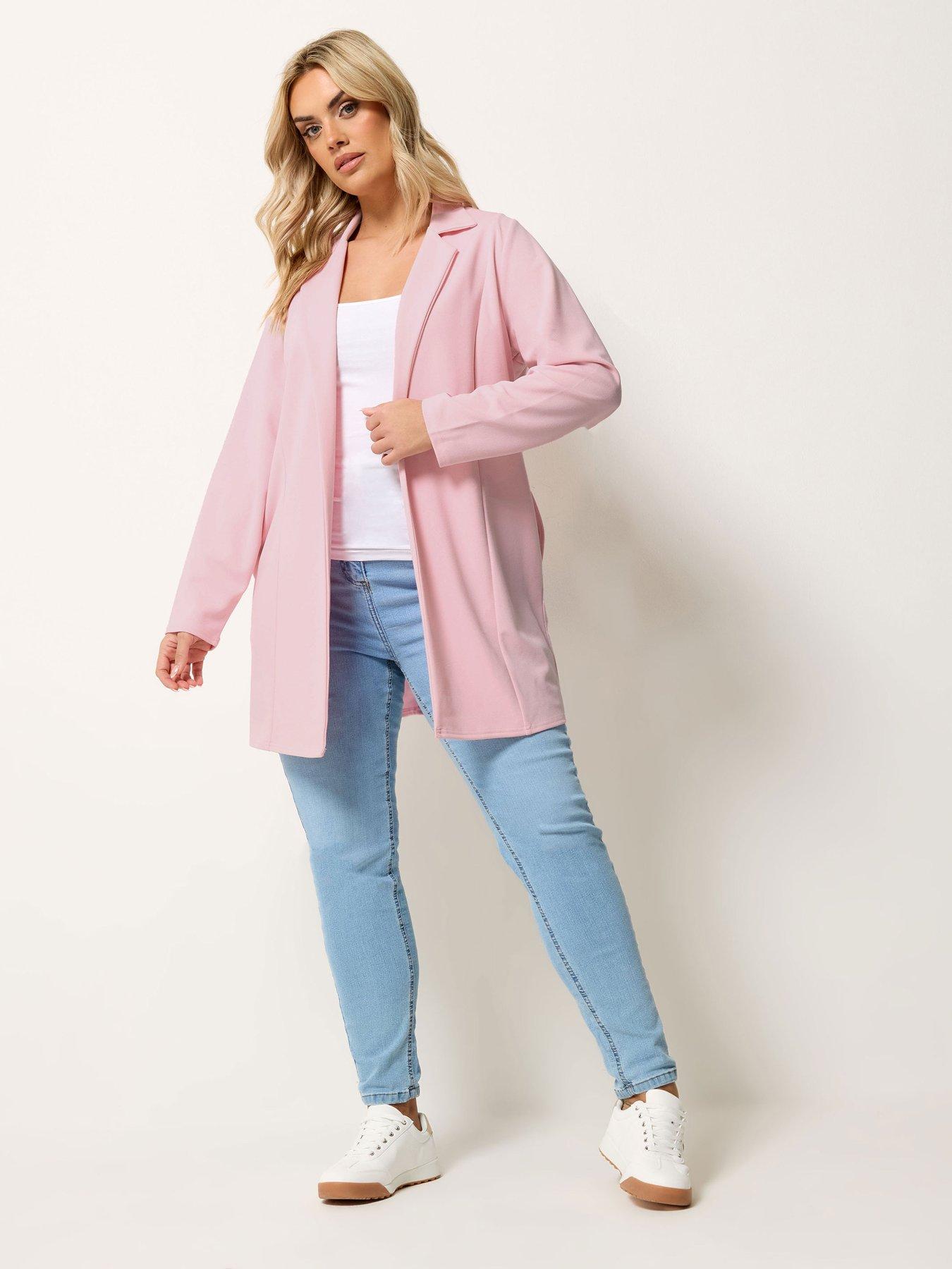 Image 3 of 5 of Yours Curve Scuba Blazer - Pink