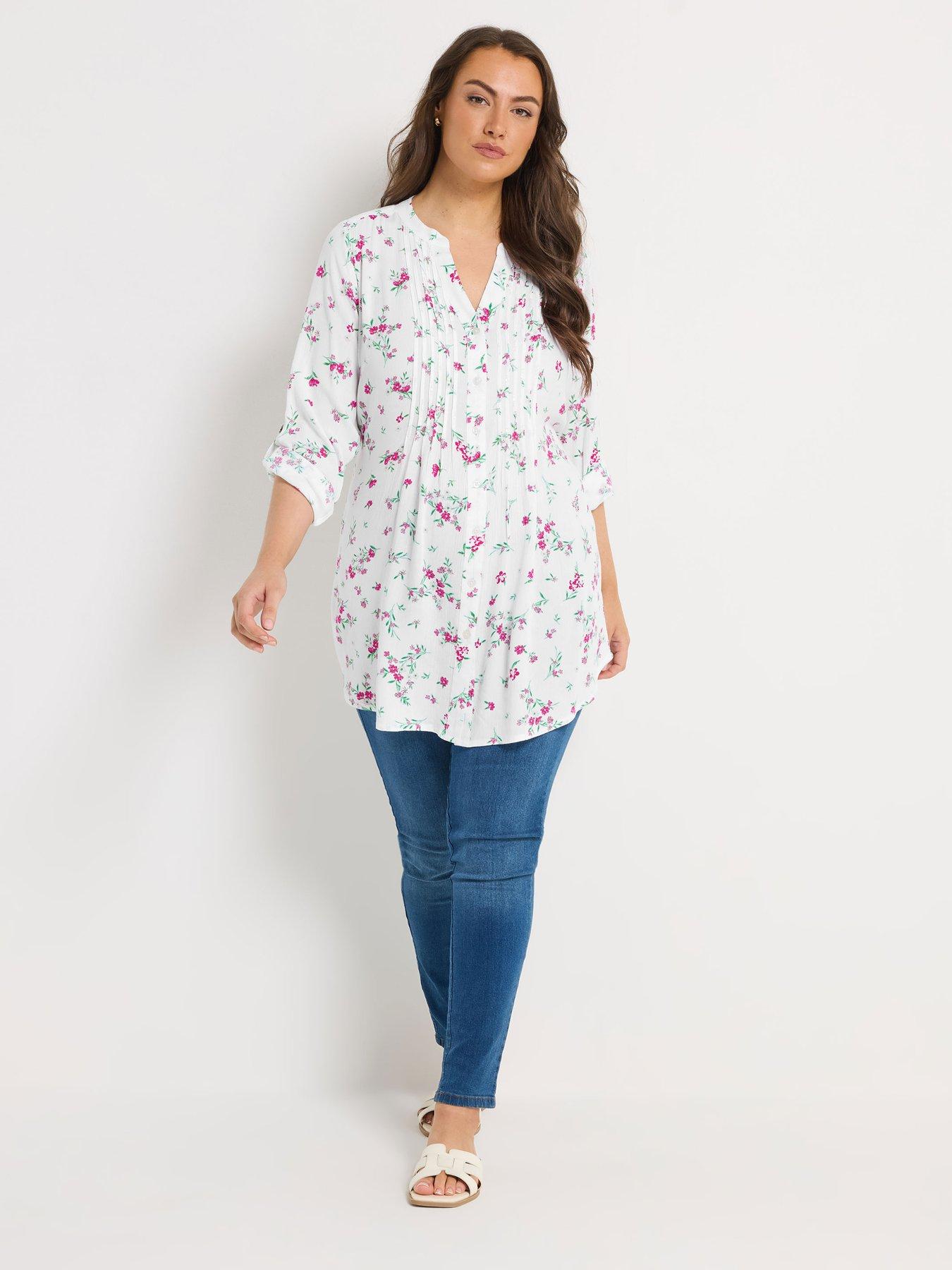yours-curve-pintuck-floral-print-top-whiteback