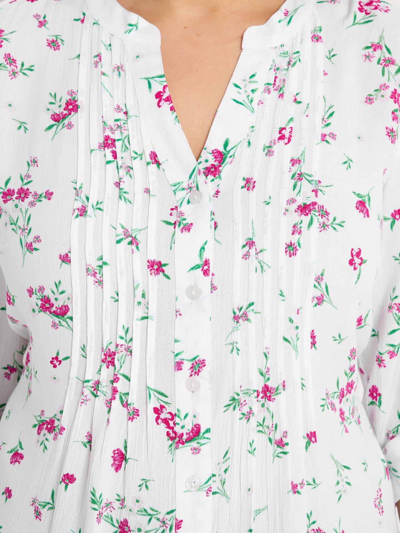 yours-curve-pintuck-floral-print-top-whiteoutfit