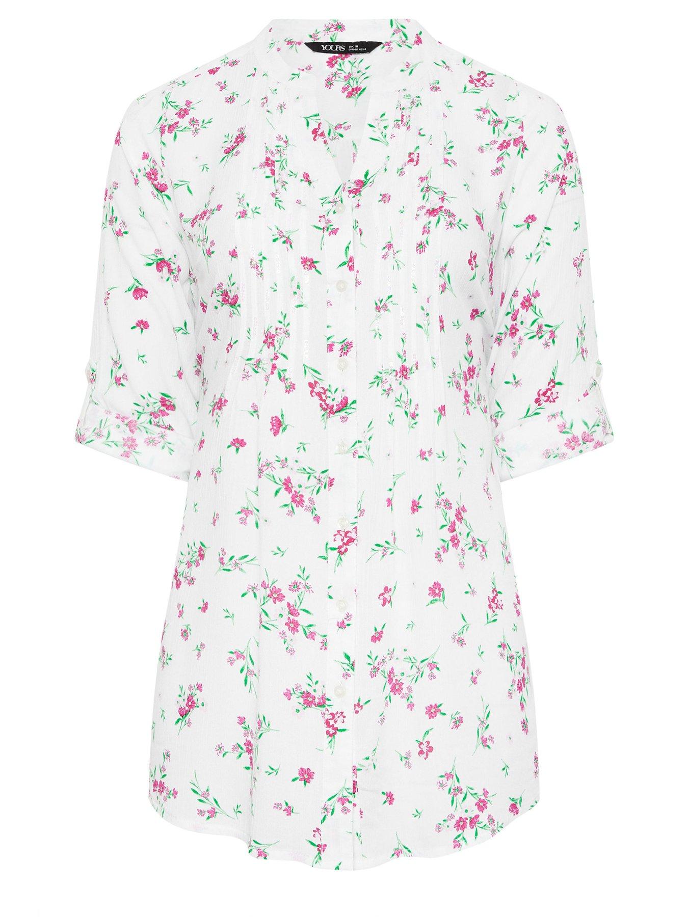 yours-curve-pintuck-floral-print-top-whitedetail