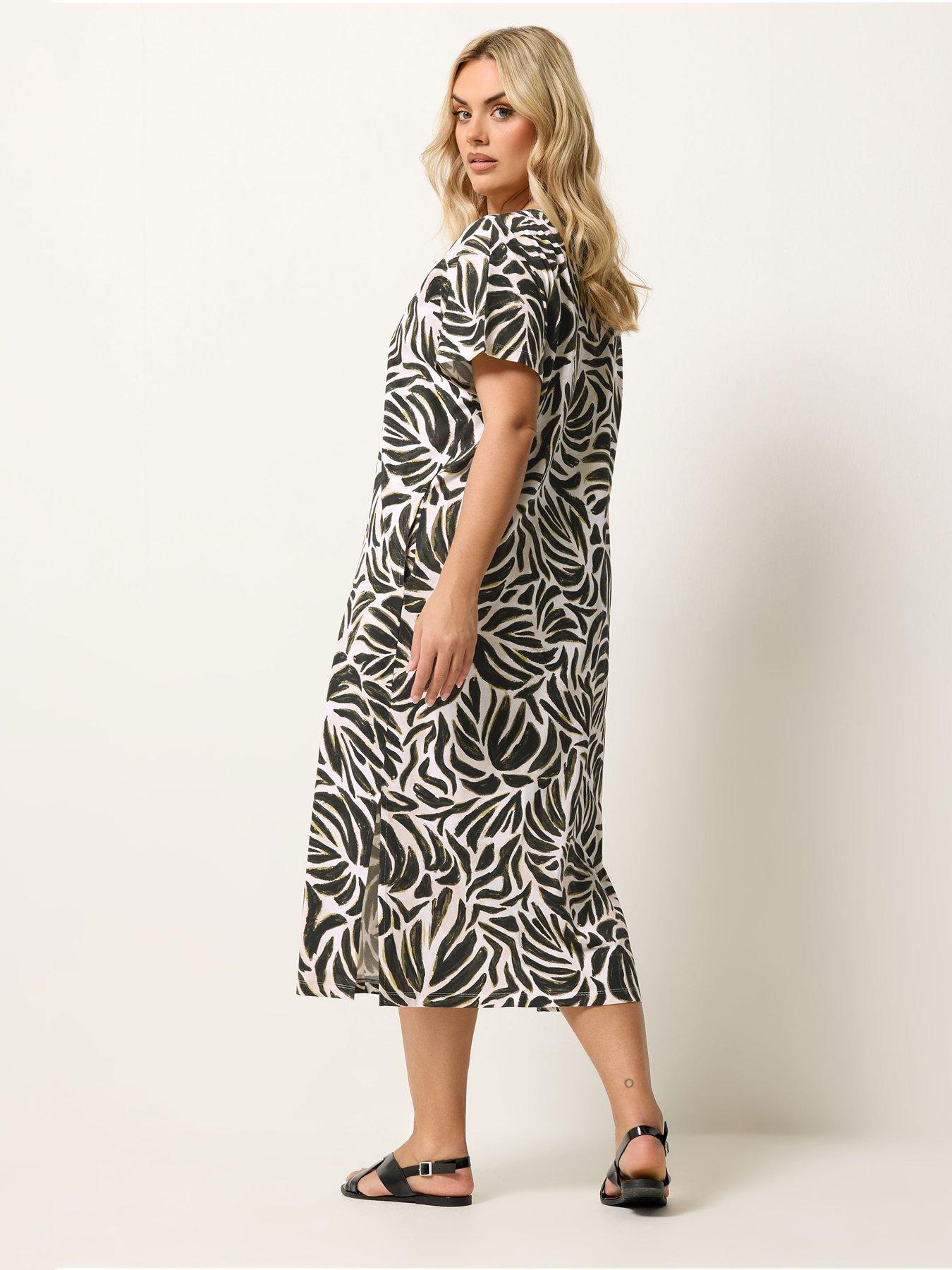yours-curve-grown-sleeve-abstract-print-dress-creamstillFront