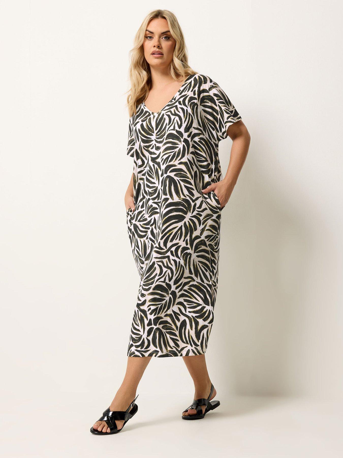 yours-curve-grown-sleeve-abstract-print-dress-creamback