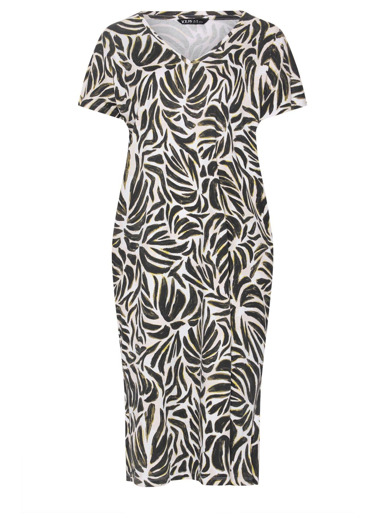 yours-curve-grown-sleeve-abstract-print-dress-creamdetail