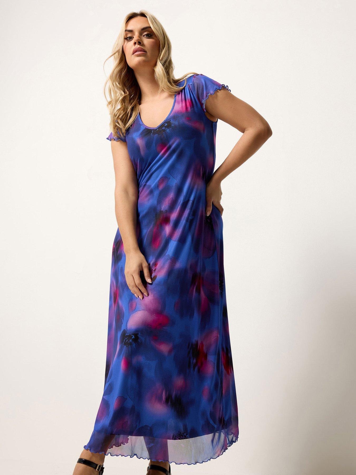 Image 1 of 5 of Yours Curve Mesh A-line Maxi Dress