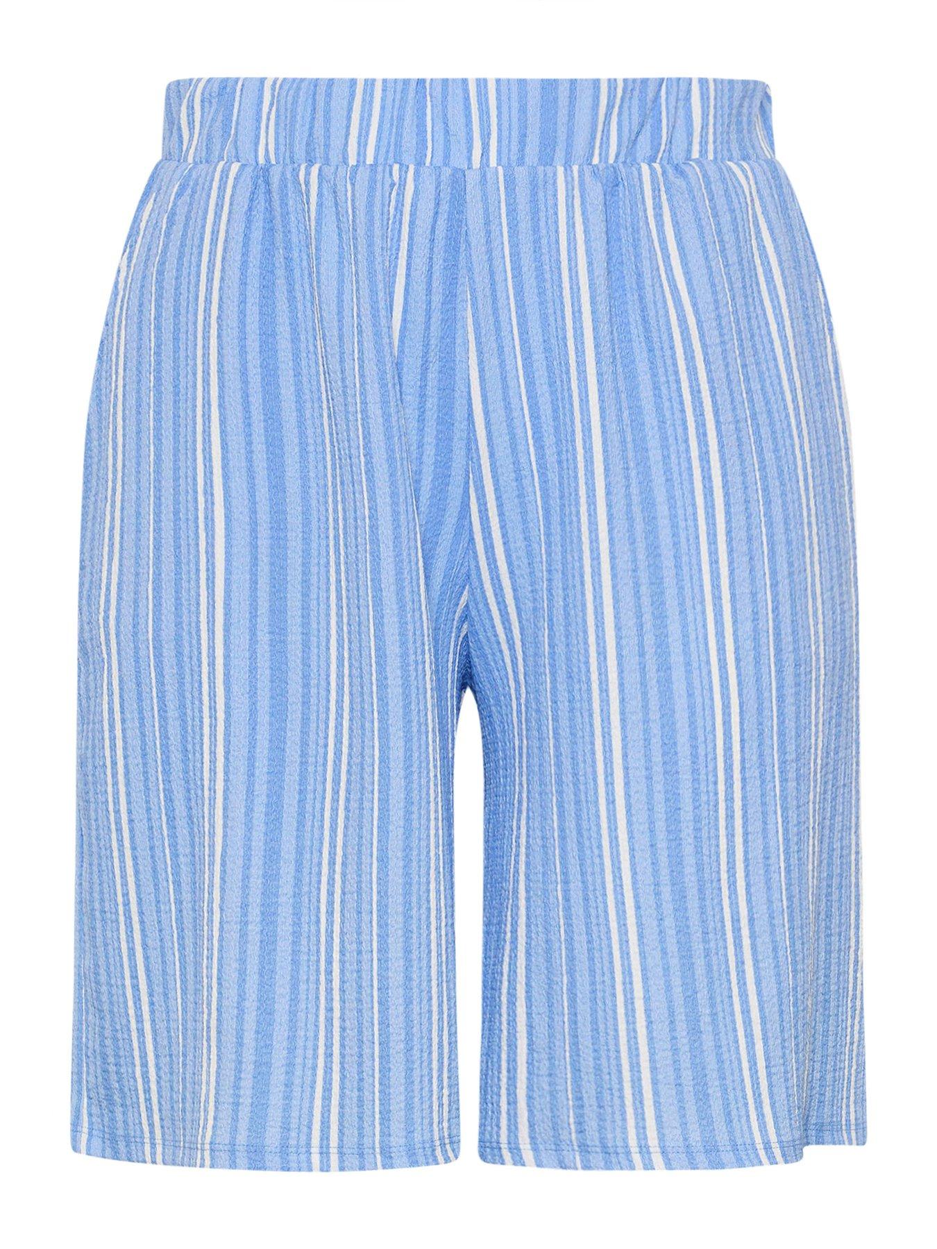 Image 5 of 5 of Yours Curve Pull On Jersey Stripe Shorts