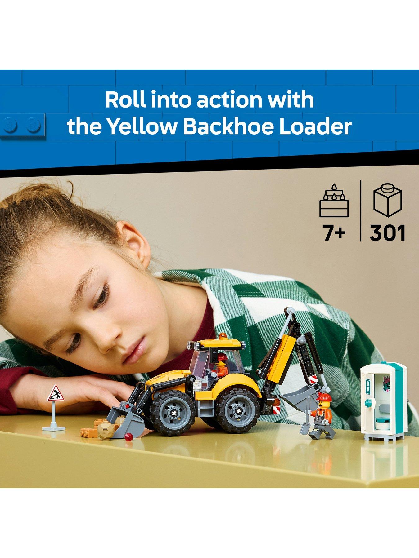 Image 2 of 8 of LEGO City Yellow Backhoe Loader Tractor Toy 60480
