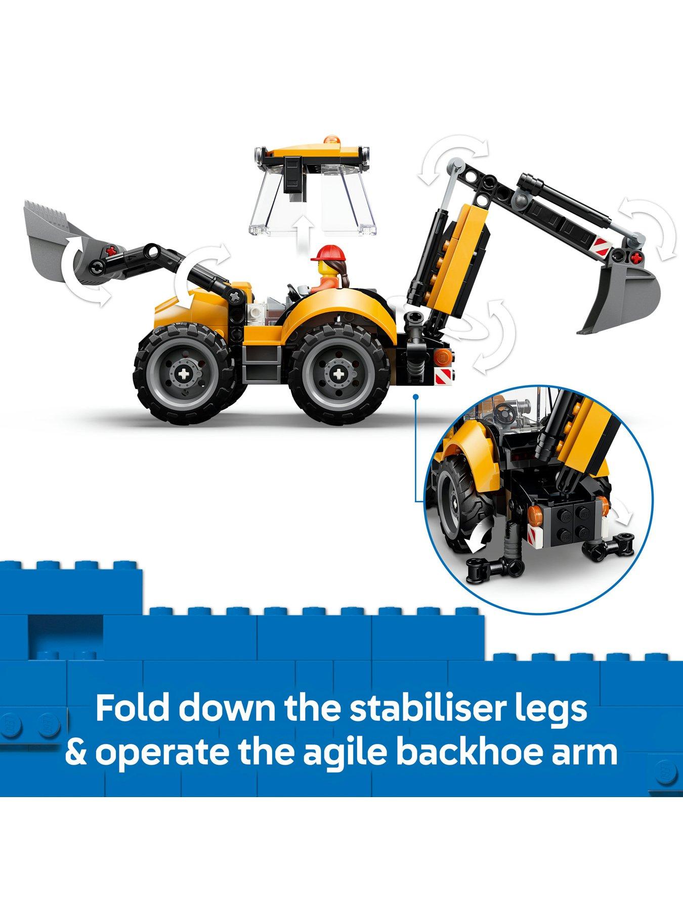 Image 4 of 8 of LEGO City Yellow Backhoe Loader Tractor Toy 60480