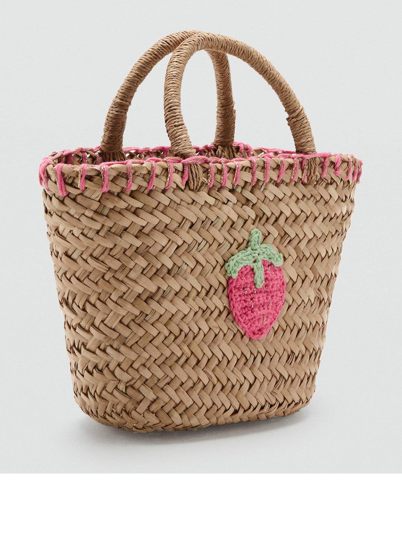 Image 1 of 4 of Mango Girls Strawberry Basket Bag - Beige