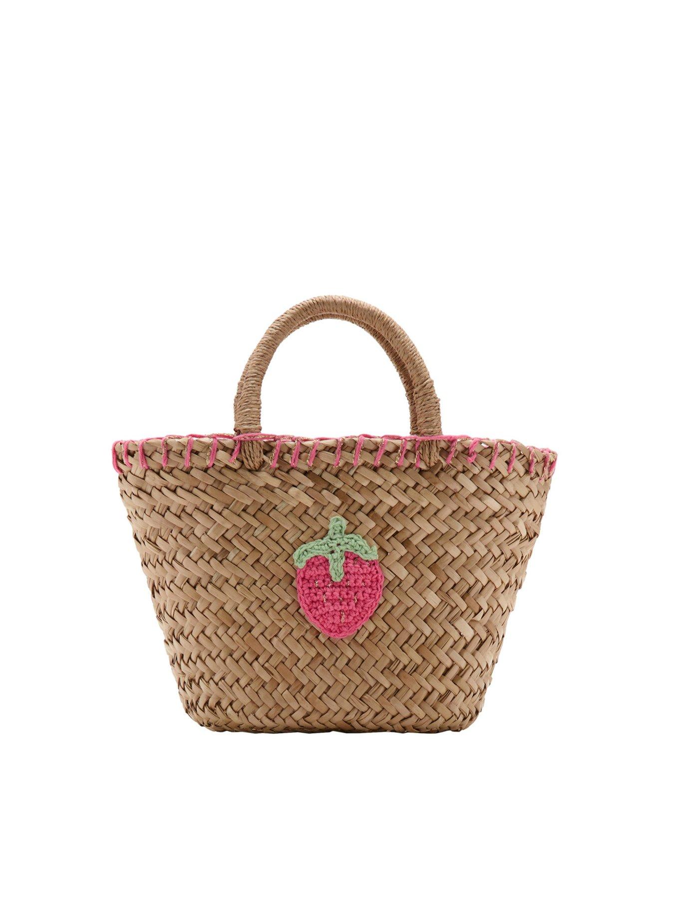 Image 2 of 4 of Mango Girls Strawberry Basket Bag - Beige