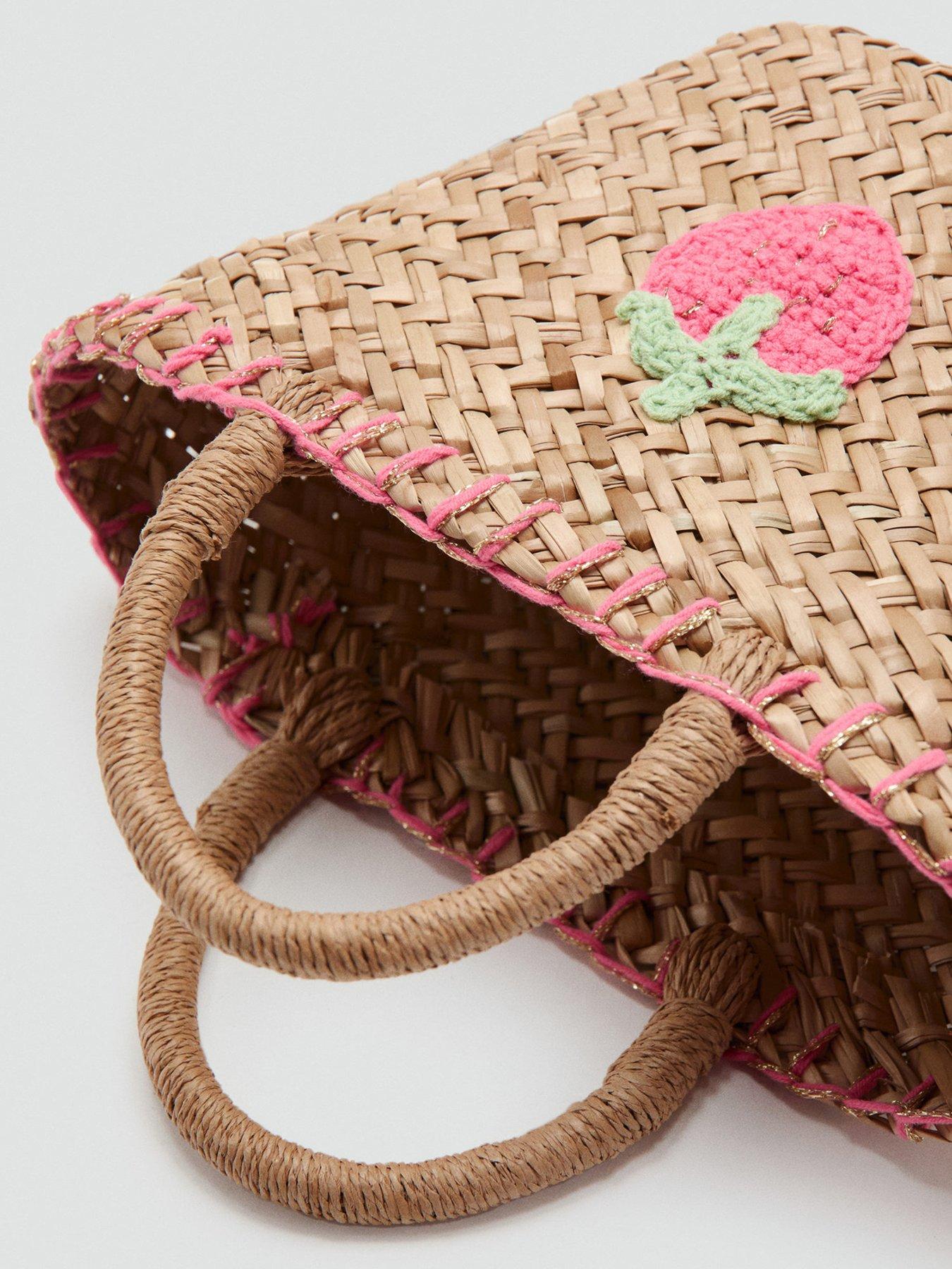 Image 4 of 4 of Mango Girls Strawberry Basket Bag - Beige