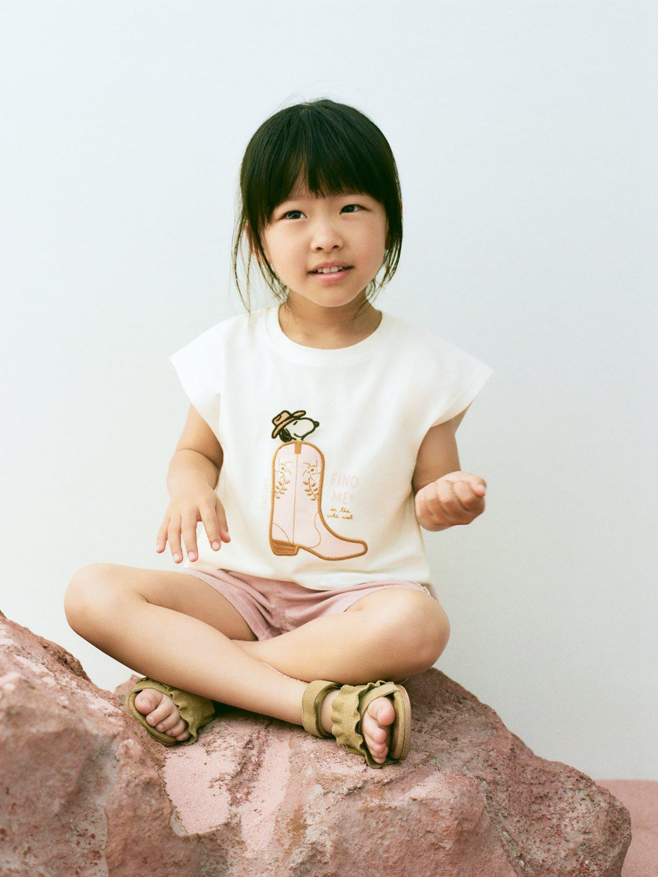 Mango Younger Girls Snoopy Western Short Sleeve T-shirt - Light Cream