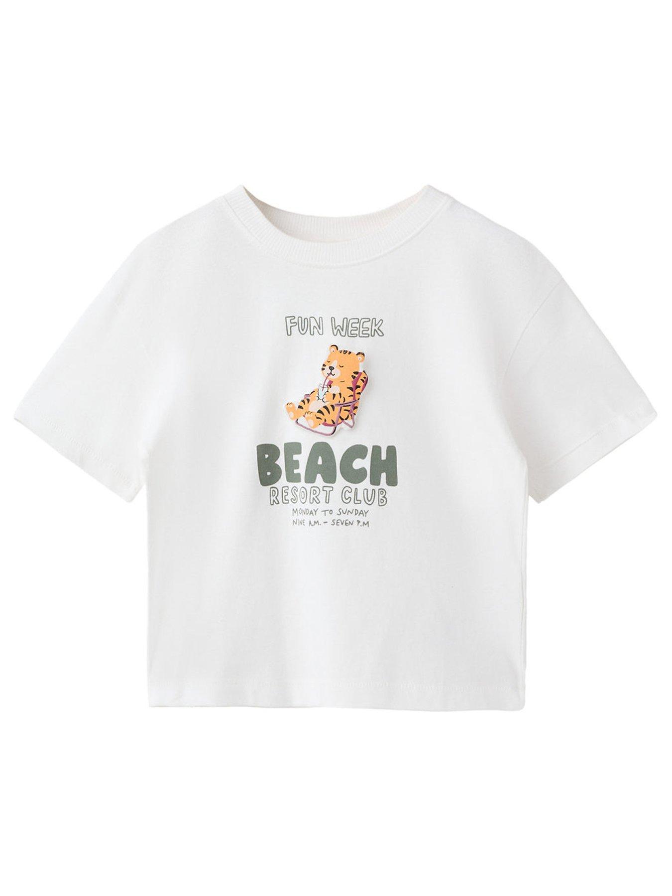 Mango Younger Boys Beach Club Short Sleeve T-shirt - White