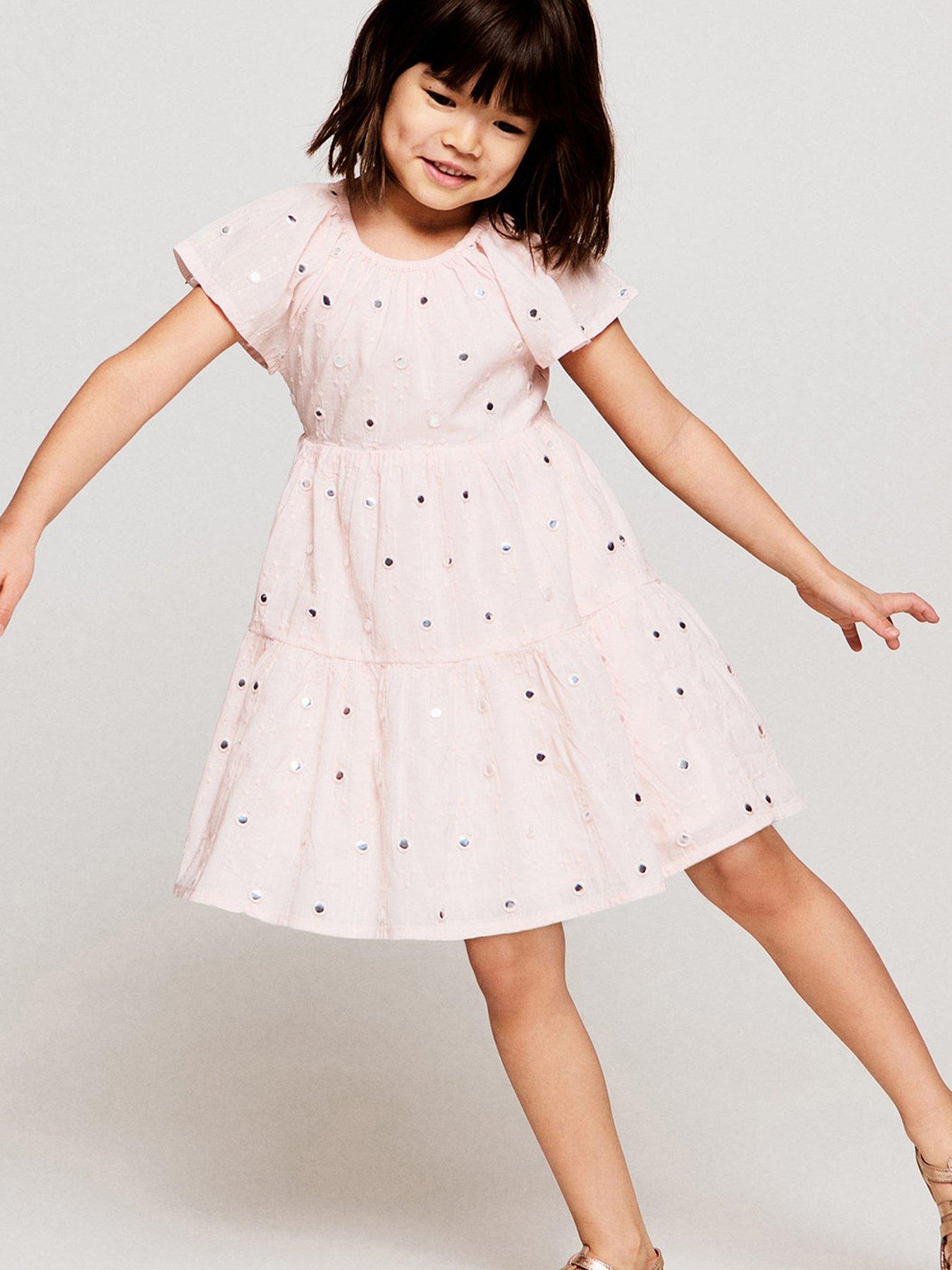 Mango Younger Girls Mirror Tiered Dress - Light Pink