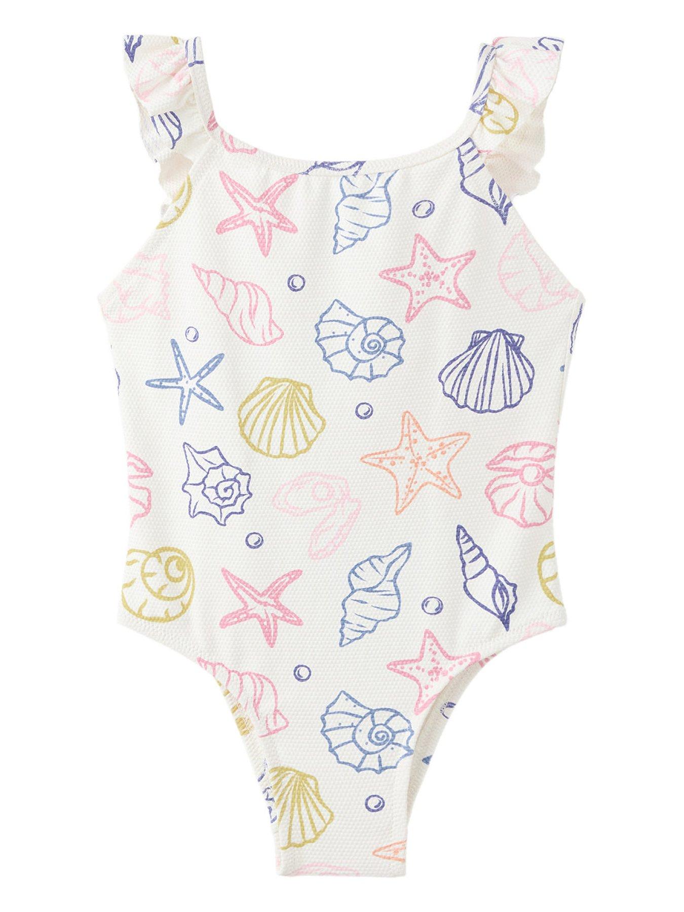 Mango Younger Girls Seashell Swimsuit - White