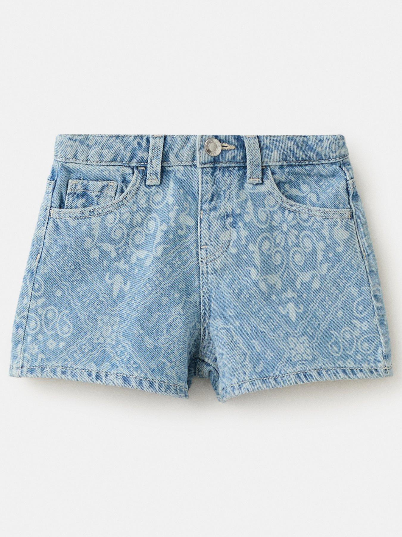 Mango Younger Girls Printed Denim Shorts - Blue