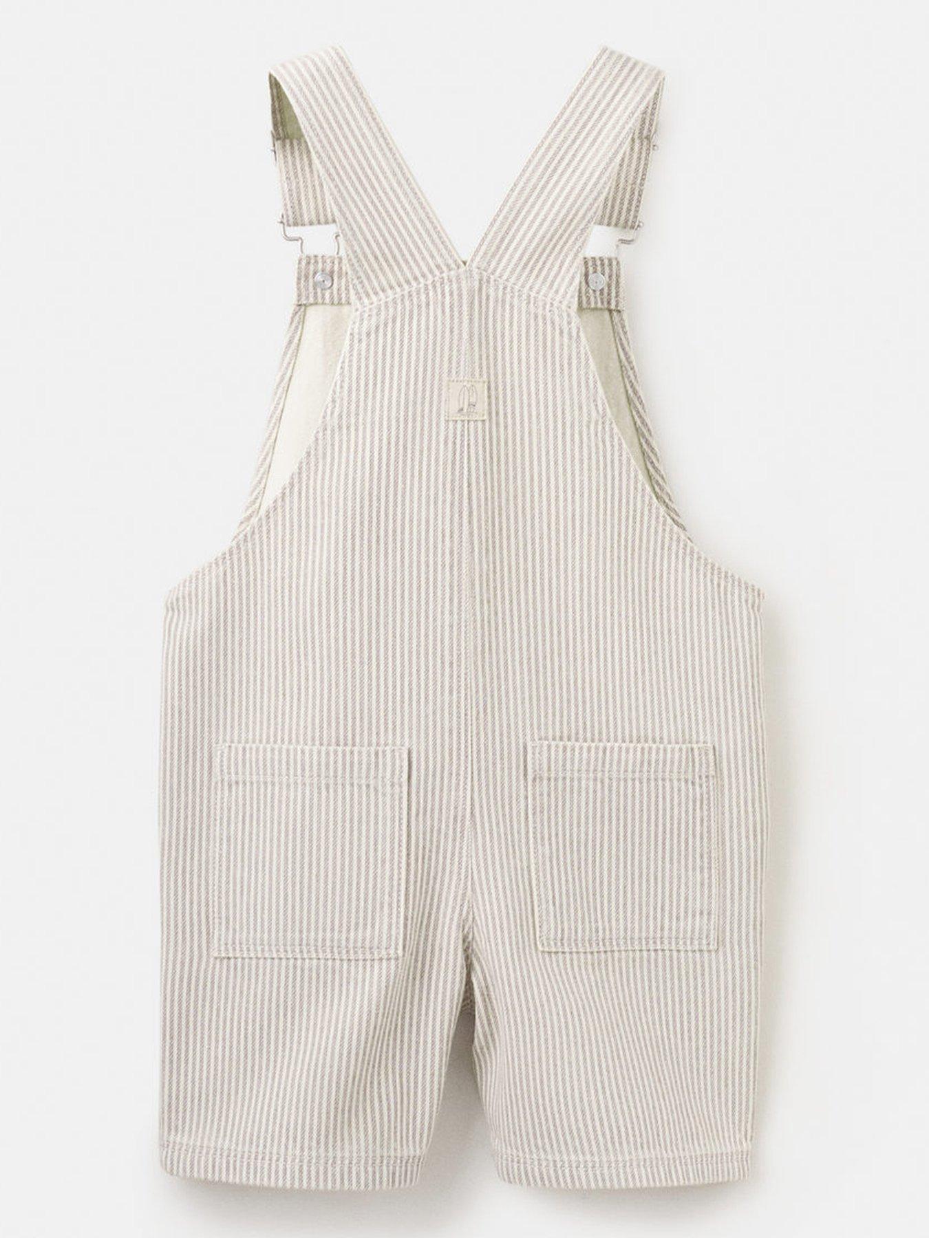 Image 2 of 4 of Mango Younger Boys Stripe Denim Shorty Dungarees - Beige