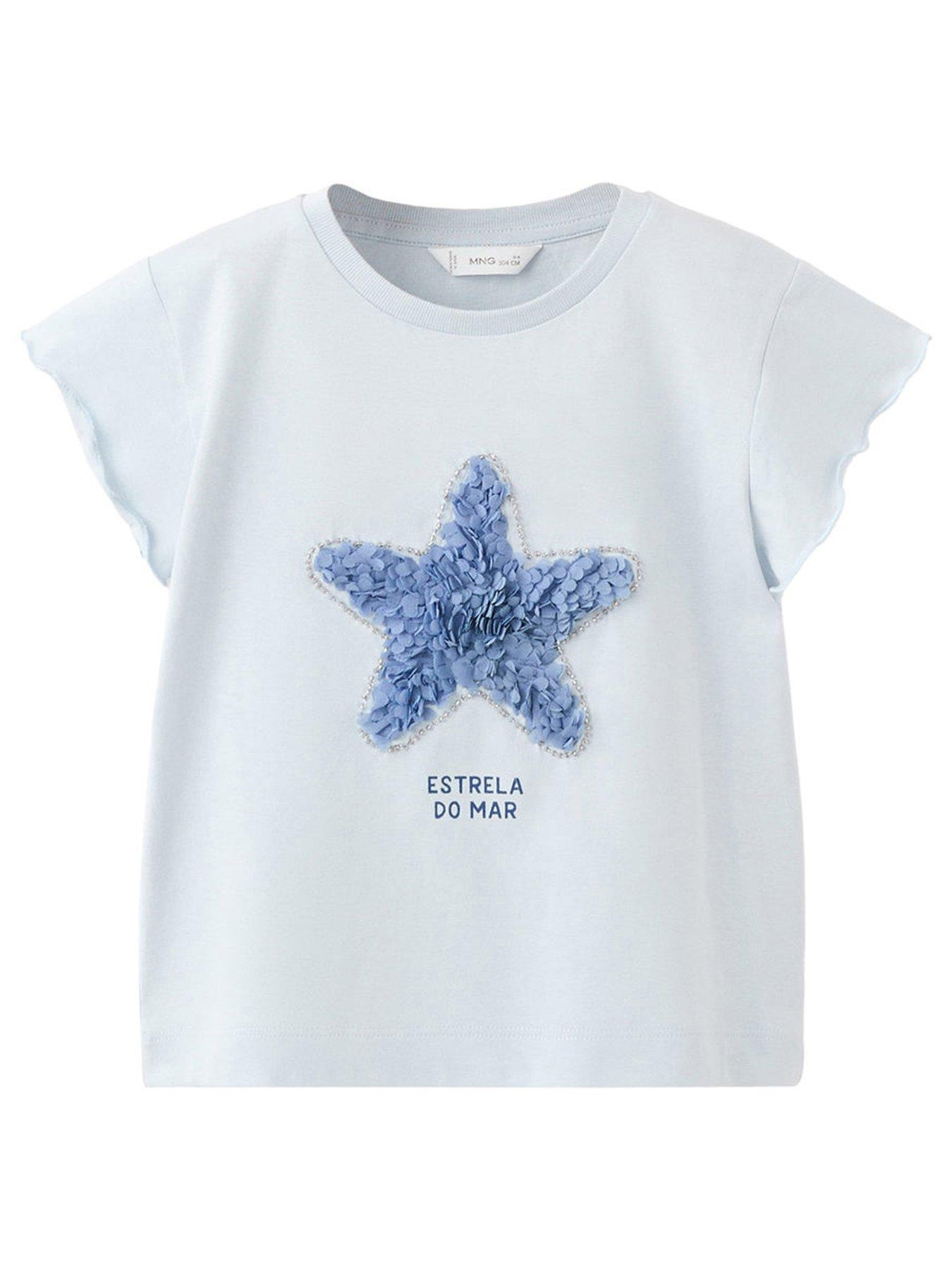 mango-younger-girls-3d-starfish-short-sleeve-t-shirt-light-blue