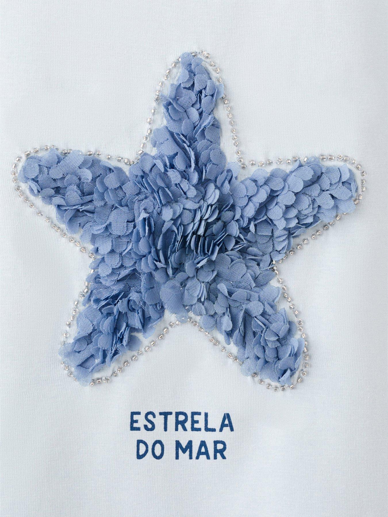 Image 3 of 4 of Mango Younger Girls 3D Starfish Short Sleeve T-shirt - Light Blue