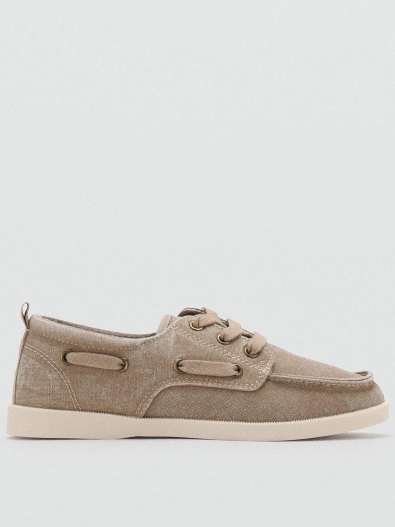 Image 1 of 5 of Mango Boys Canvas Boat Shoes - Beige