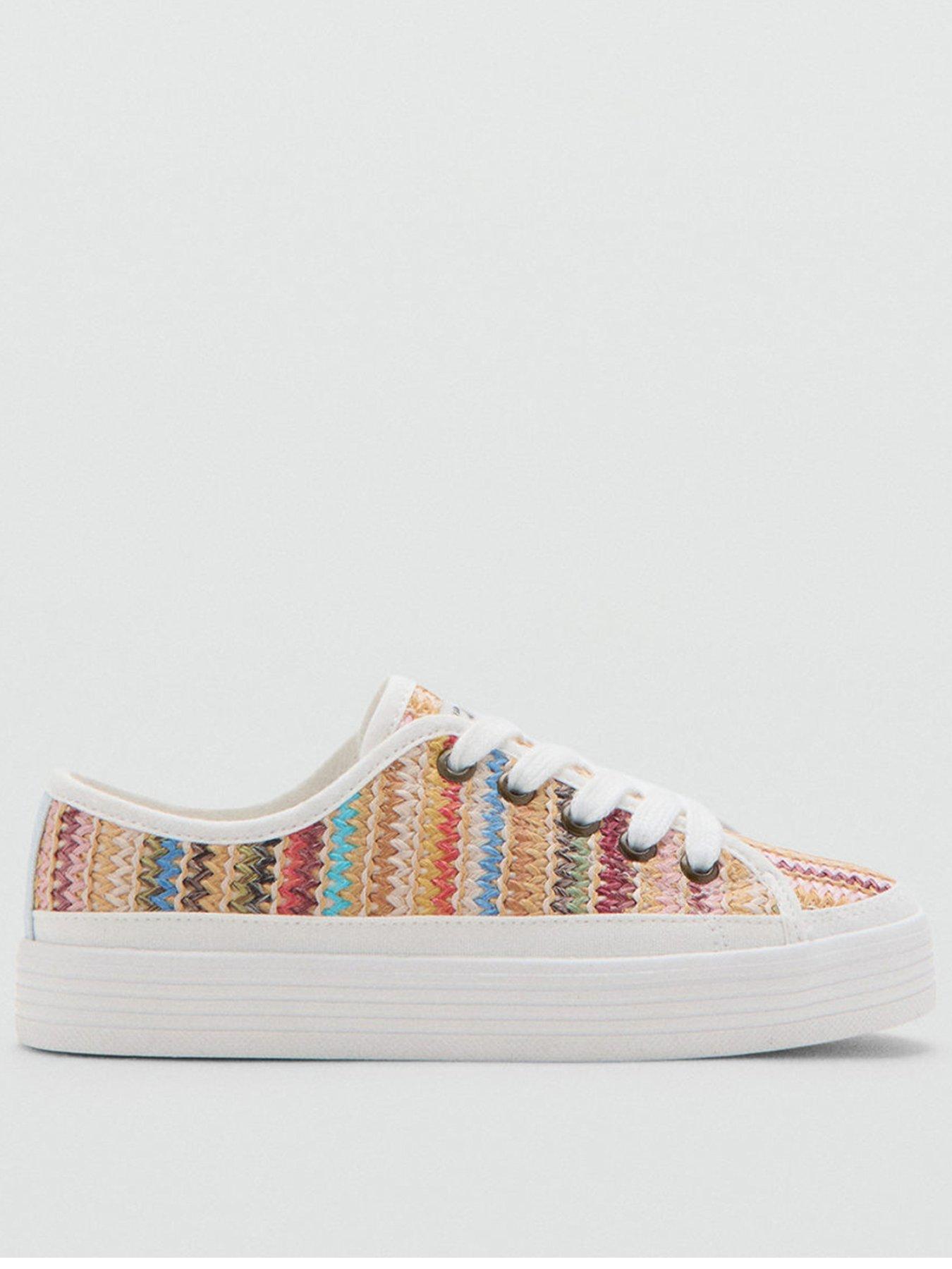 Image 1 of 6 of Mango Girls Rainbow Platform Trainers - White