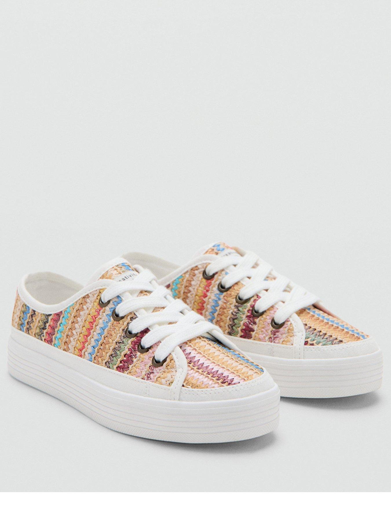 Image 2 of 6 of Mango Girls Rainbow Platform Trainers - White