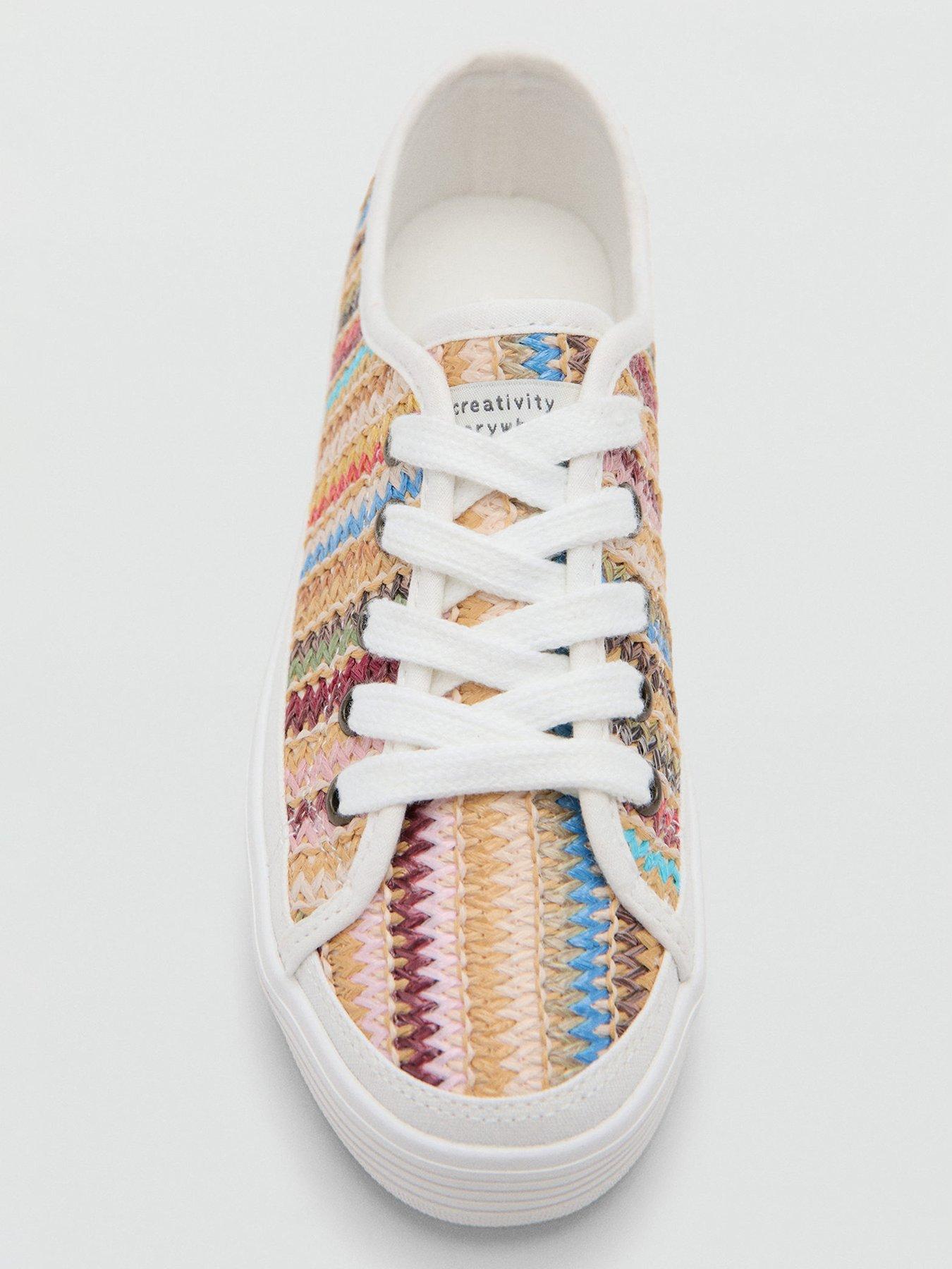 Image 4 of 6 of Mango Girls Rainbow Platform Trainers - White