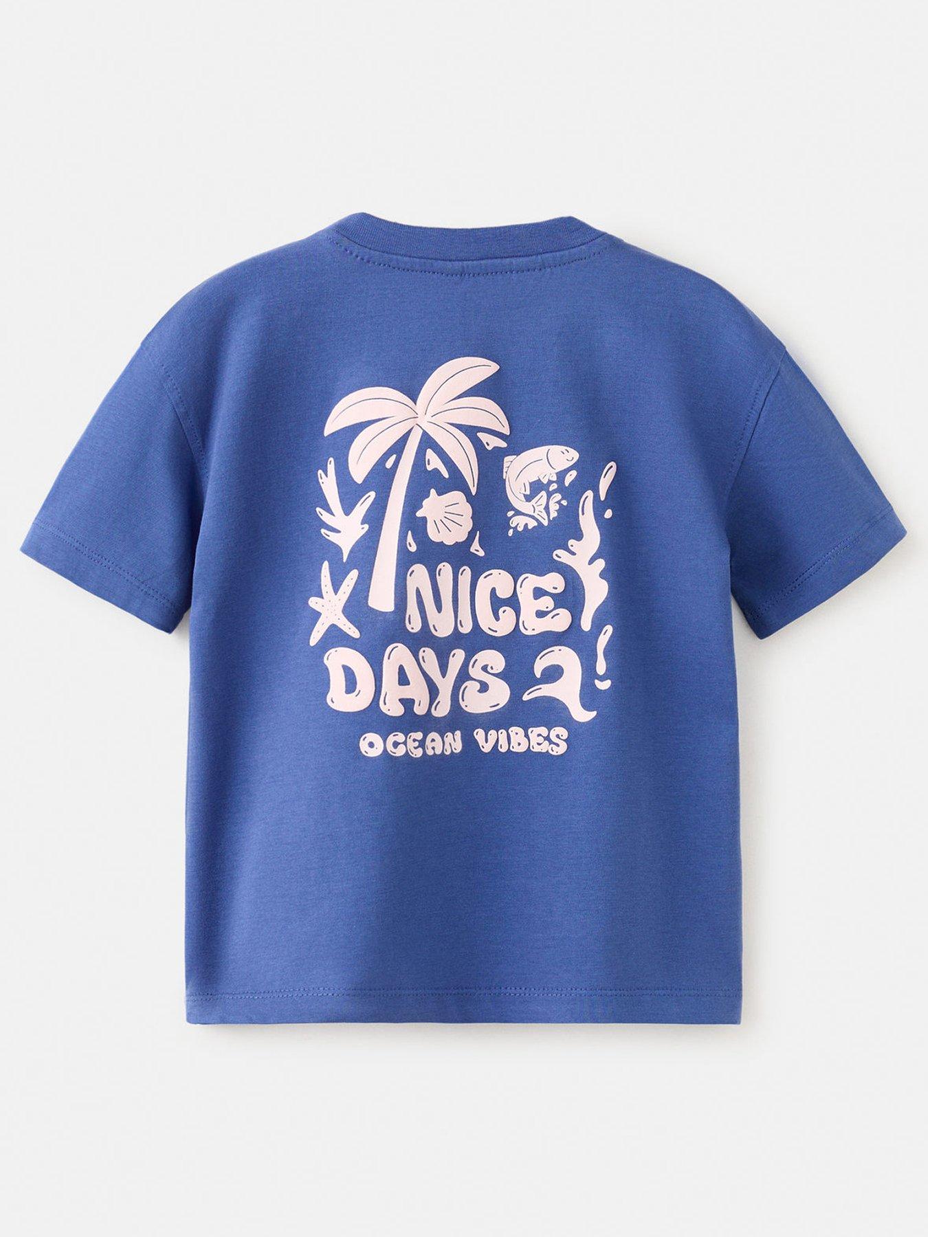 Mango Younger Boys Ocean Vibes Short Sleeve T-shirt - Blue