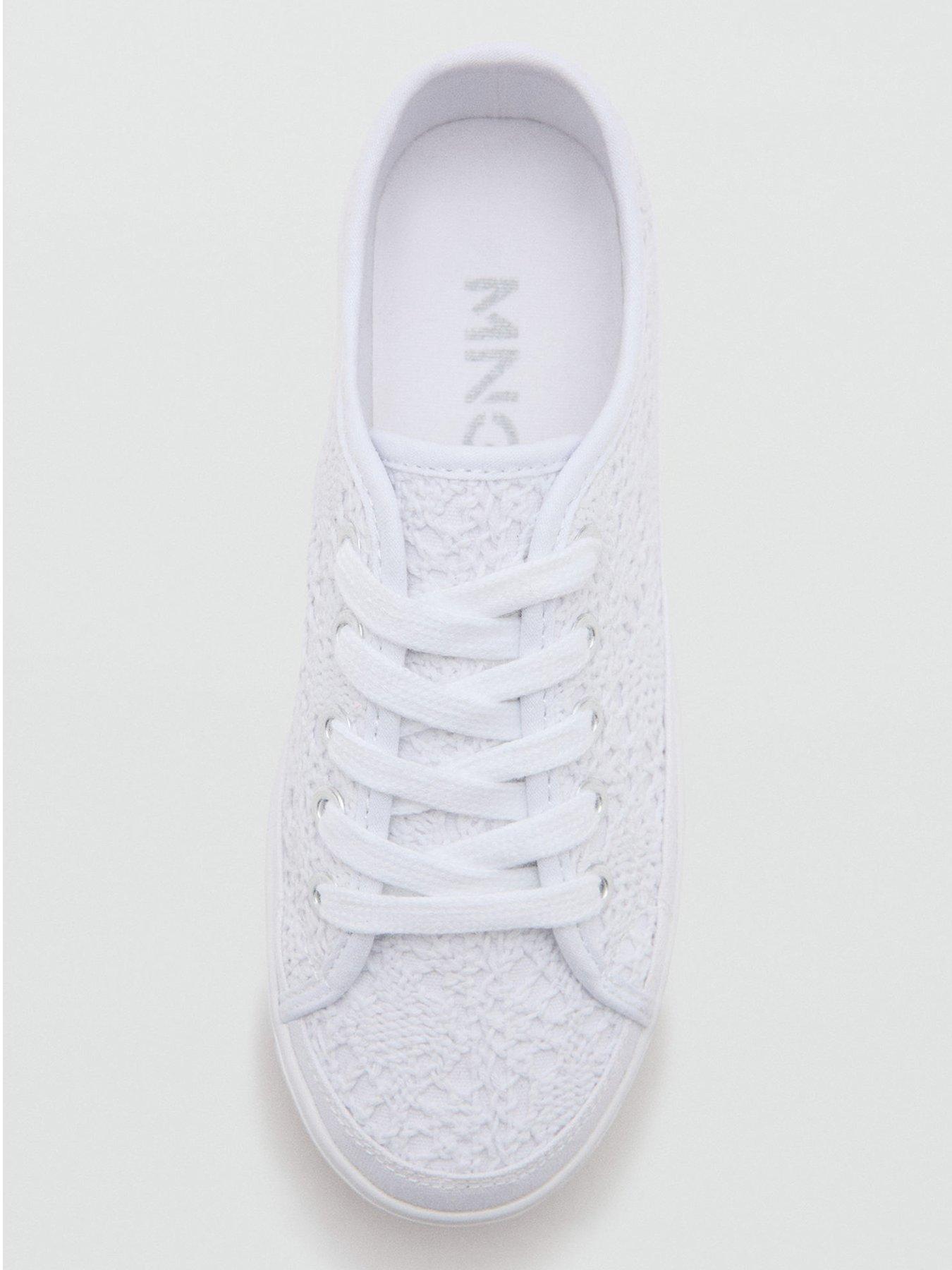 Image 3 of 5 of Mango Girls Embroidered Platform Trainers - White
