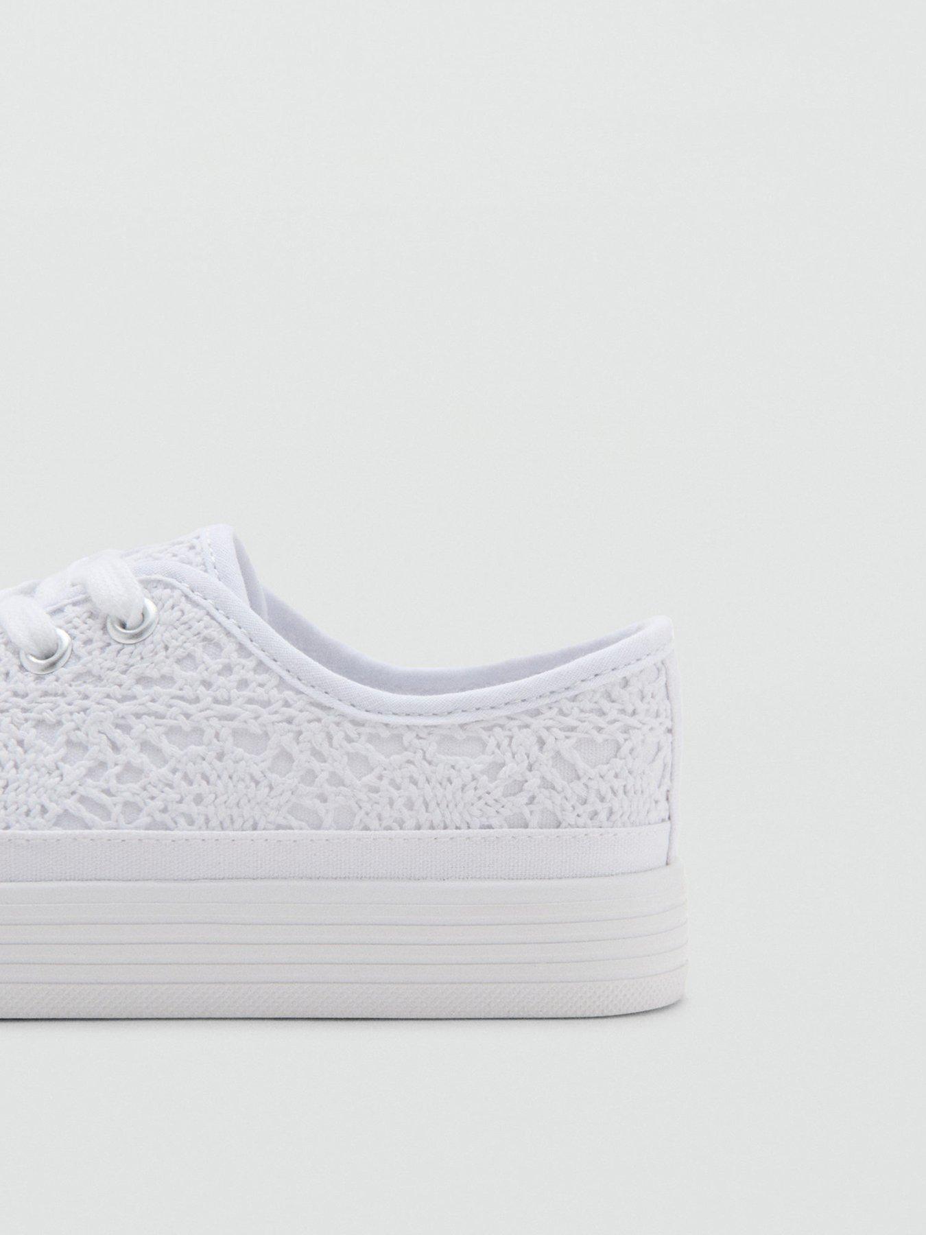 Image 4 of 5 of Mango Girls Embroidered Platform Trainers - White