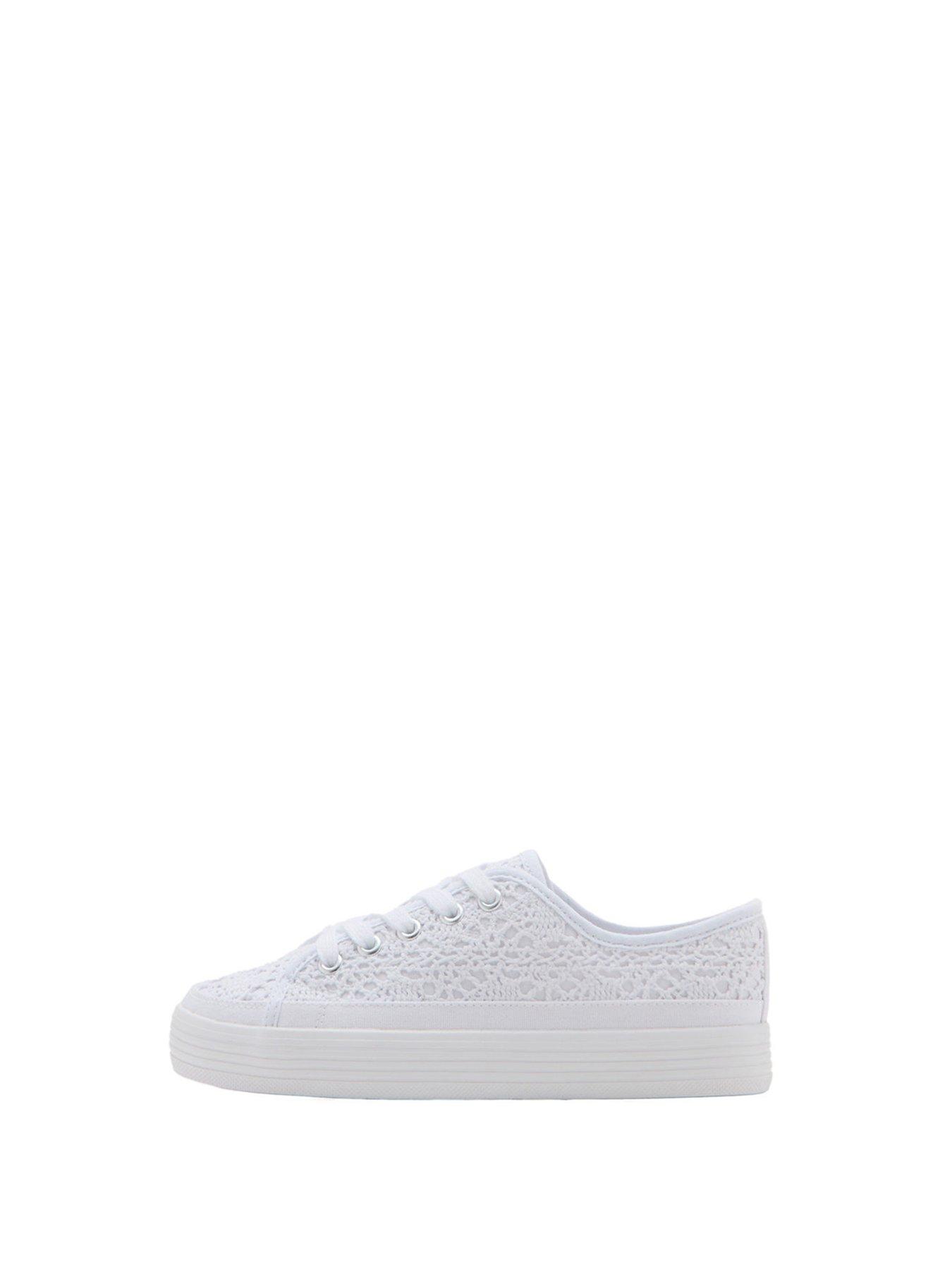 Image 5 of 5 of Mango Girls Embroidered Platform Trainers - White