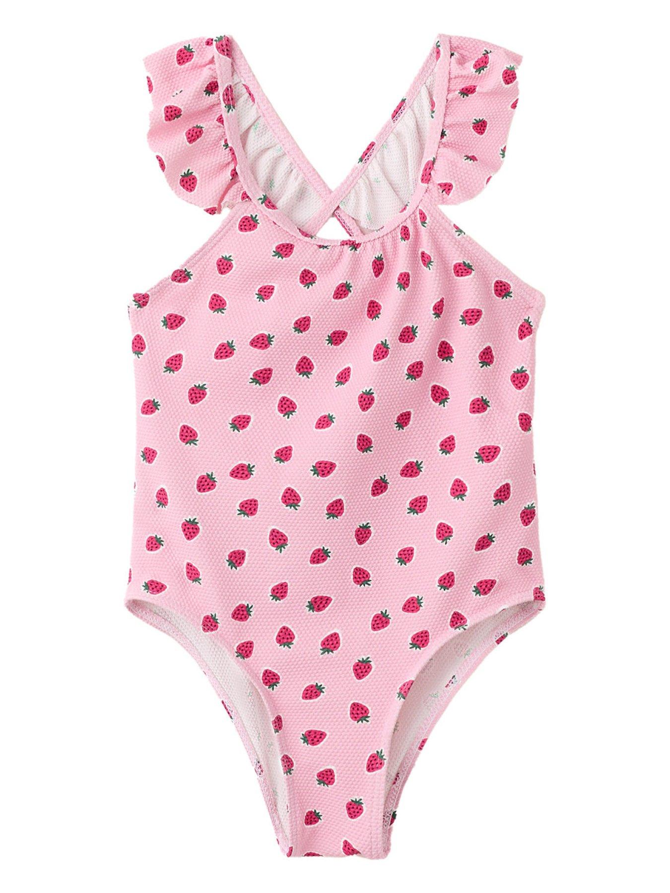 Mango Younger Girls Strawberry Swimsuit - Pink